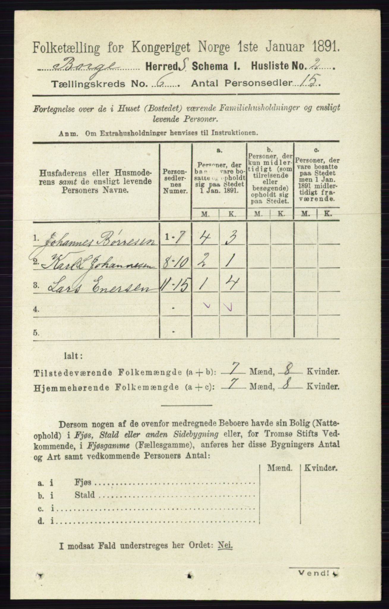 RA, 1891 census for 0113 Borge, 1891, p. 2926