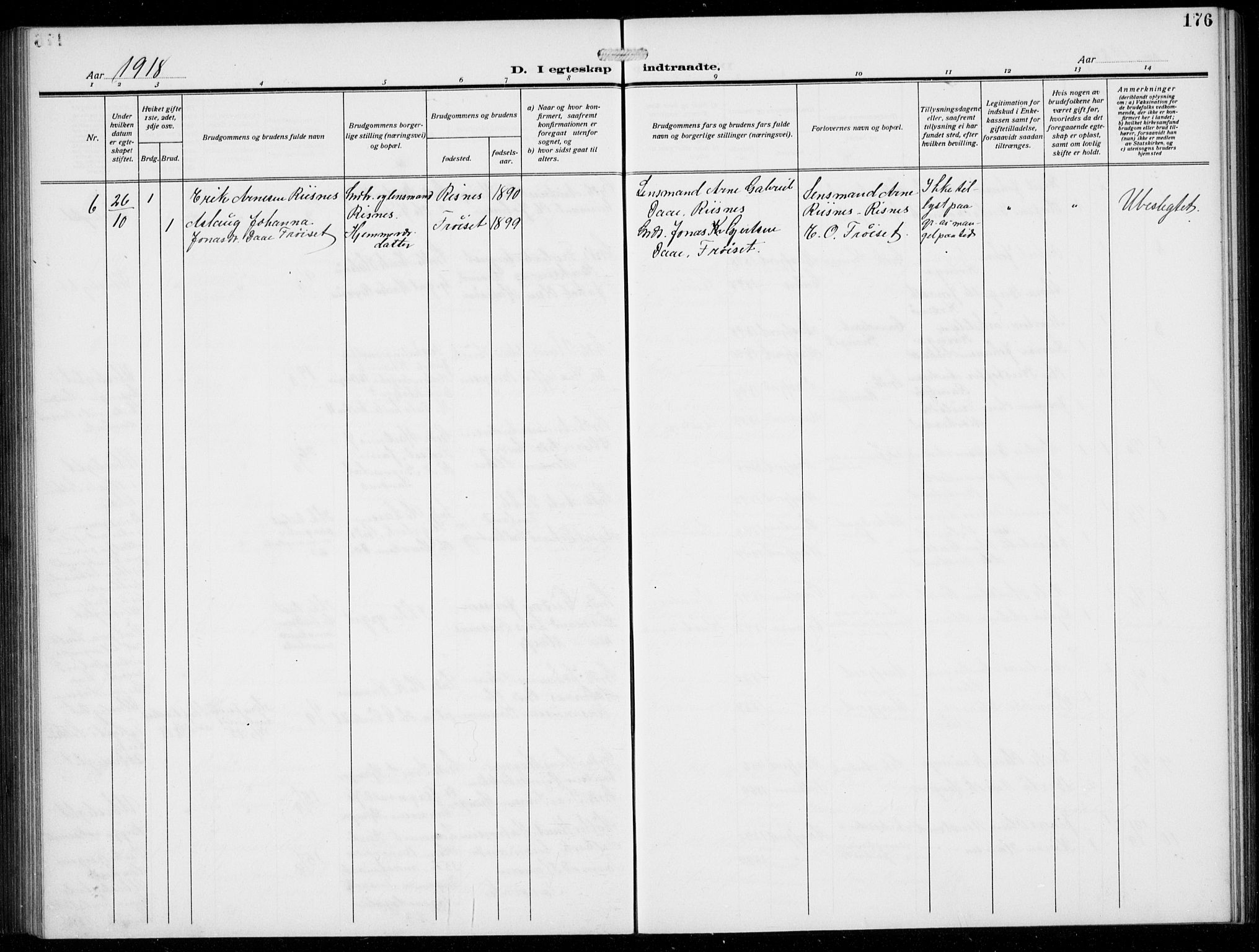 Masfjorden Sokneprestembete, SAB/A-77001: Parish register (copy) no. B  2, 1912-1939, p. 176
