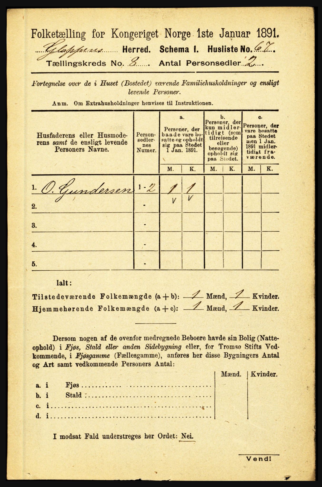 RA, 1891 census for 1445 Gloppen, 1891, p. 3146