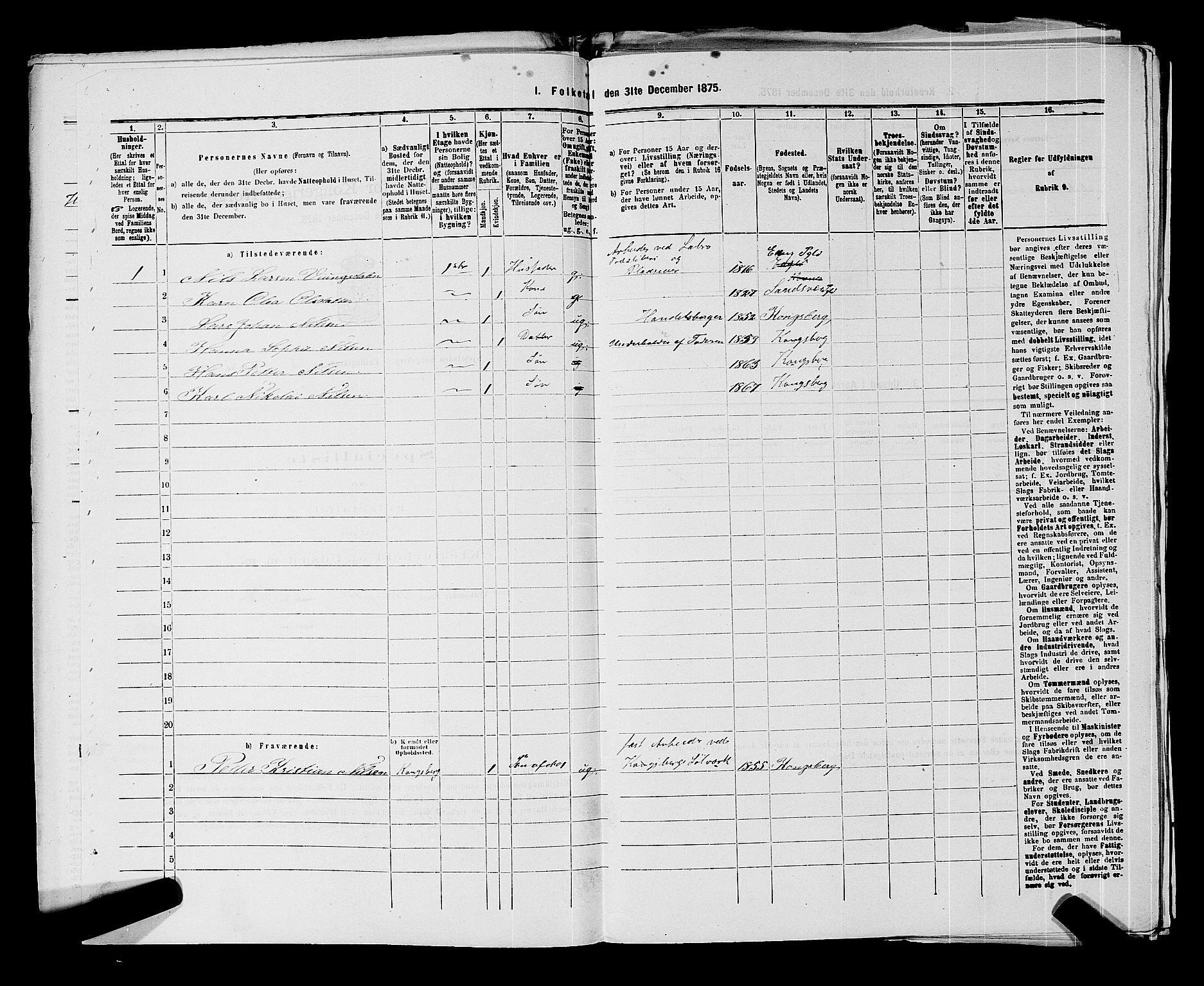 SAKO, 1875 census for 0604B Kongsberg/Kongsberg, 1875, p. 1350