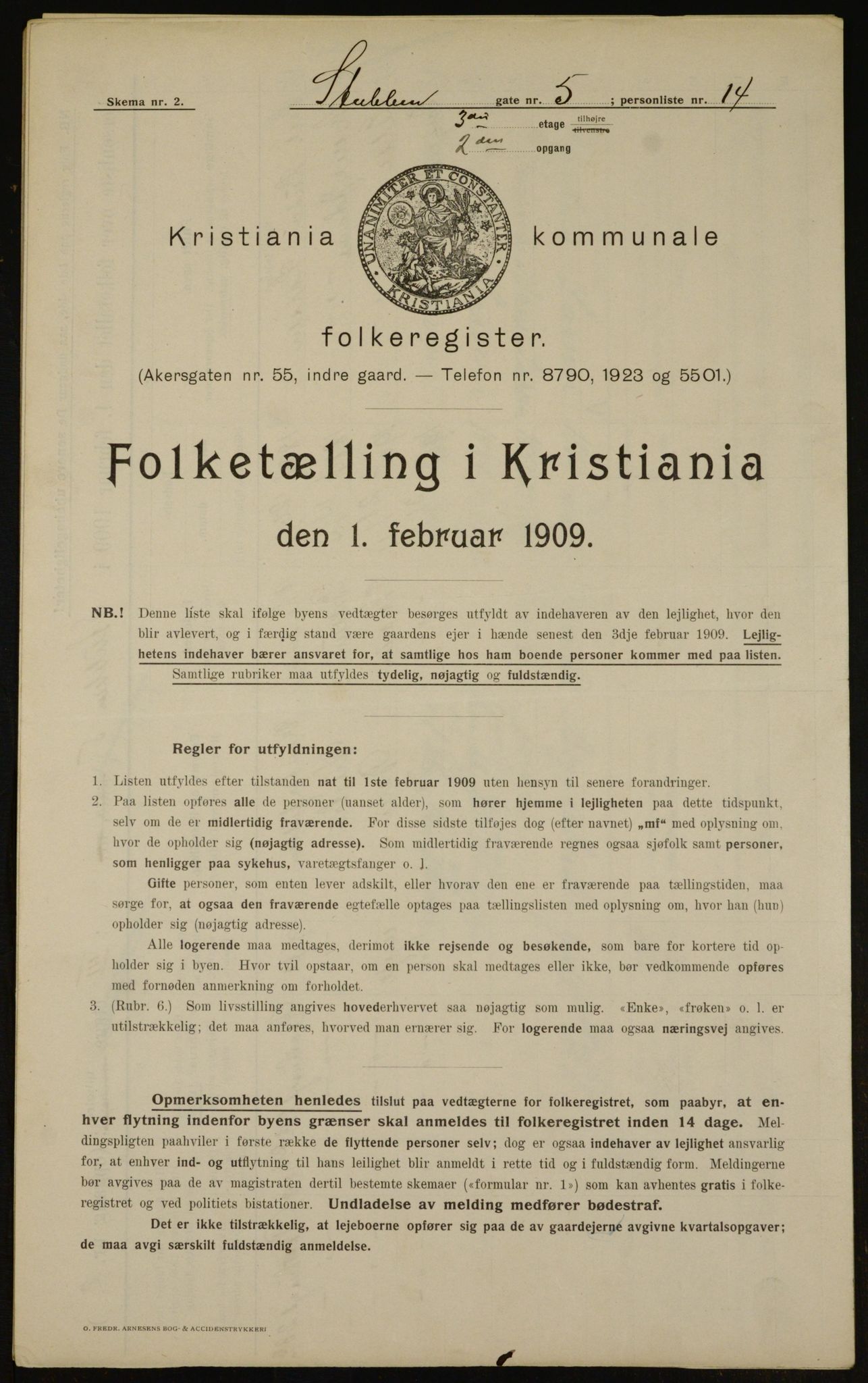 OBA, Municipal Census 1909 for Kristiania, 1909, p. 94525