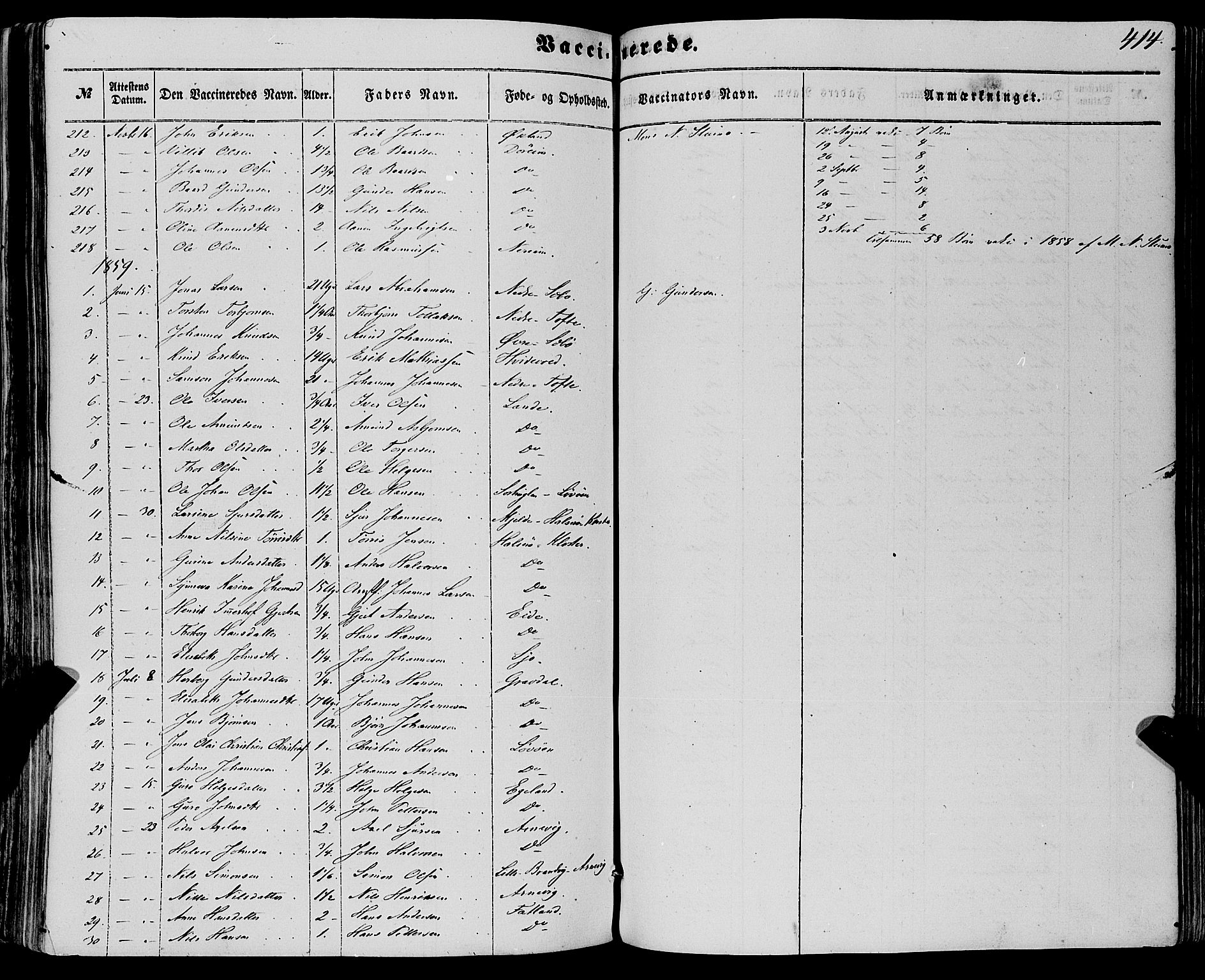 Fjelberg sokneprestembete, AV/SAB-A-75201/H/Haa: Parish register (official) no. A 7, 1851-1867, p. 414