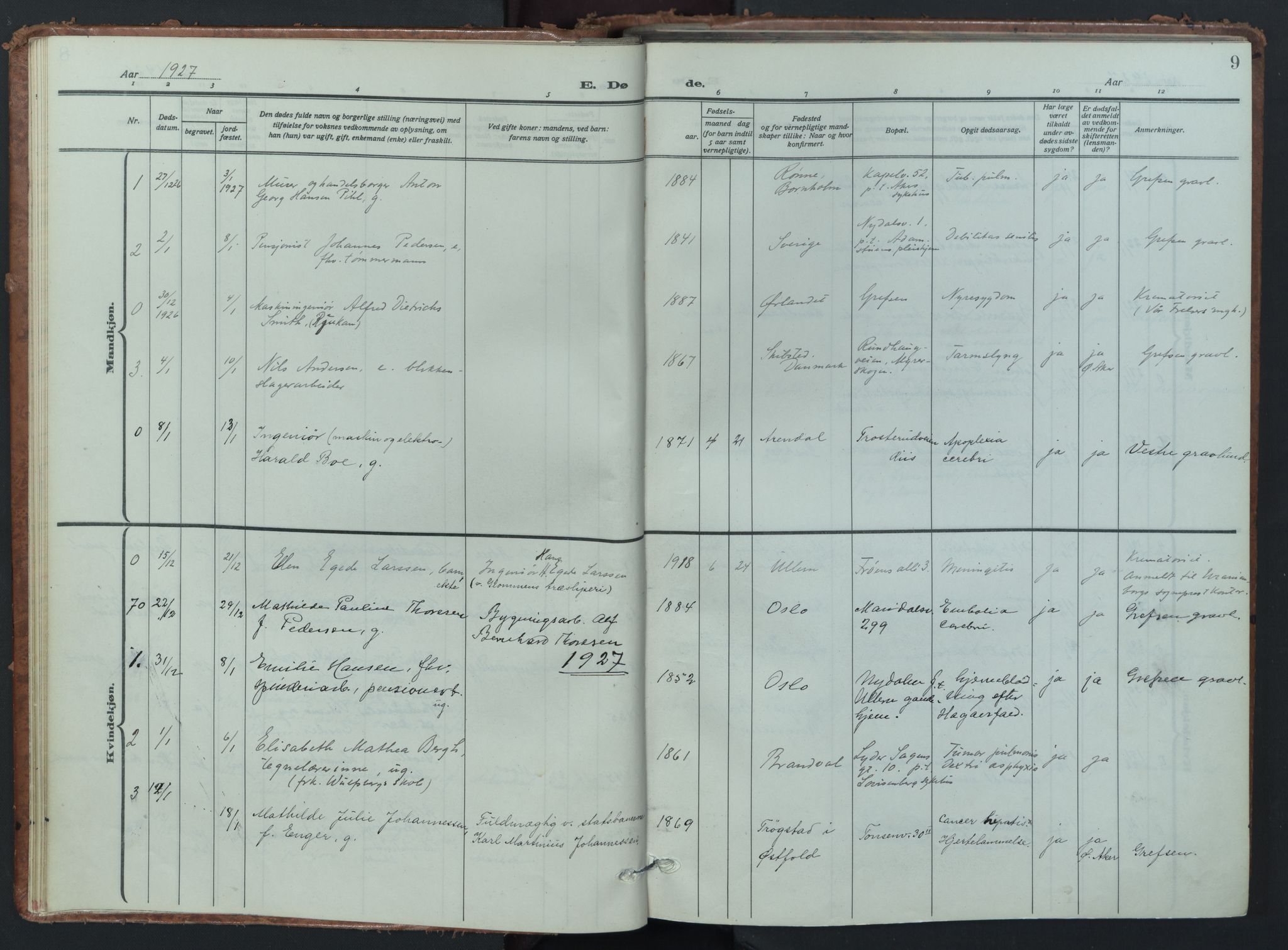 Vestre Aker prestekontor Kirkebøker, AV/SAO-A-10025/F/Fa/L0019: Parish register (official) no. 19, 1926-1946, p. 9