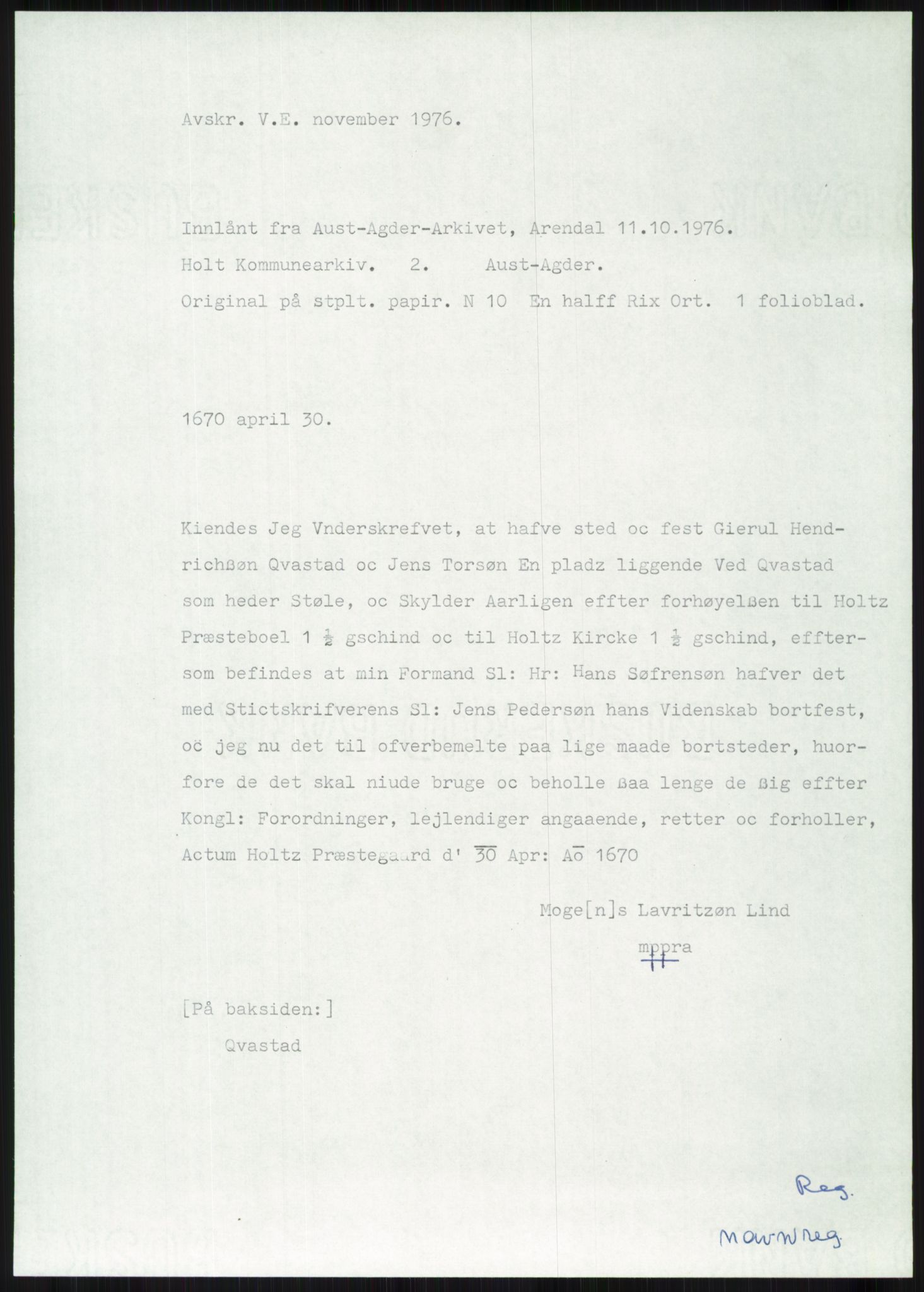 Samlinger til kildeutgivelse, Diplomavskriftsamlingen, AV/RA-EA-4053/H/Ha, p. 2795