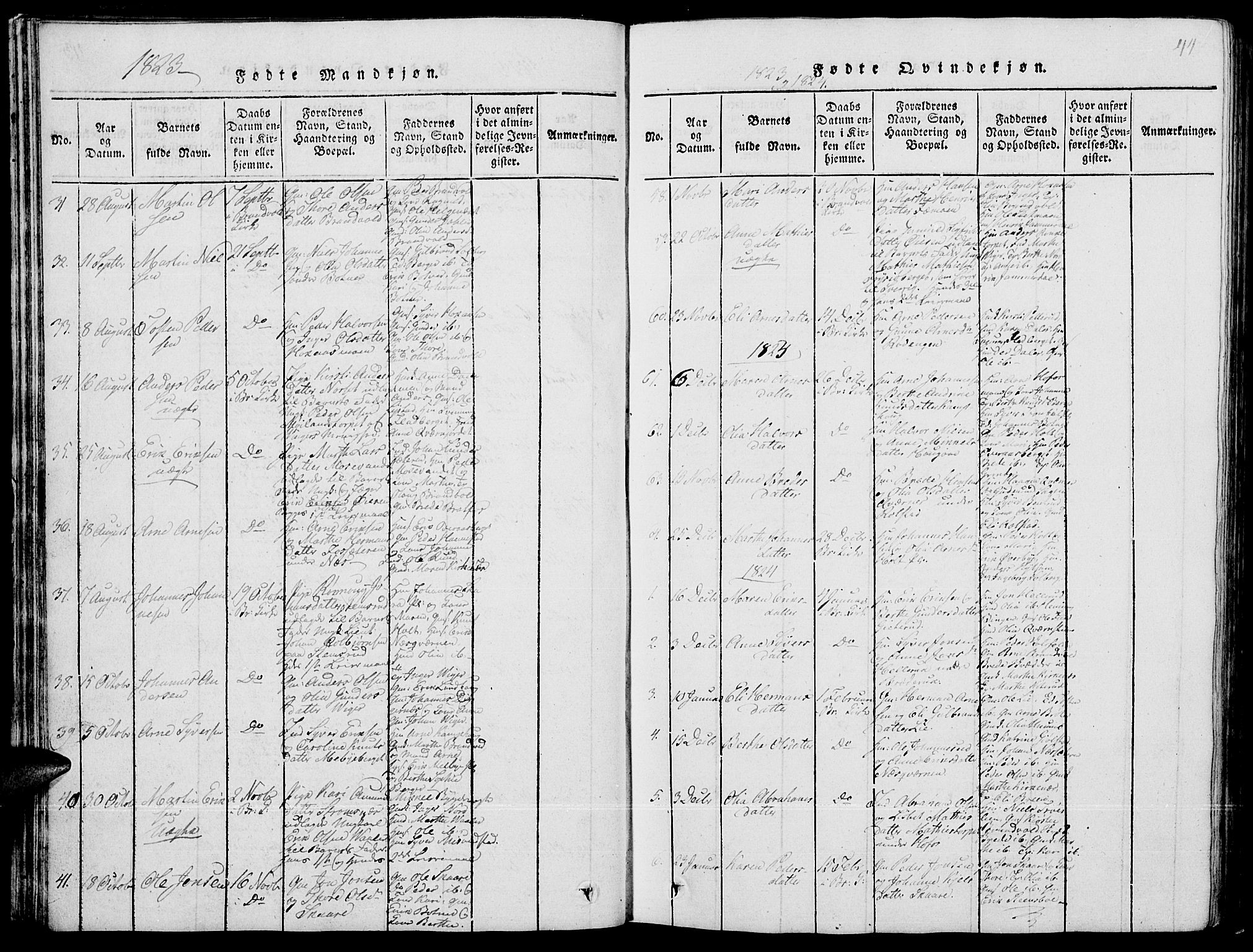 Grue prestekontor, SAH/PREST-036/H/Ha/Hab/L0001: Parish register (copy) no. 1, 1814-1841, p. 44