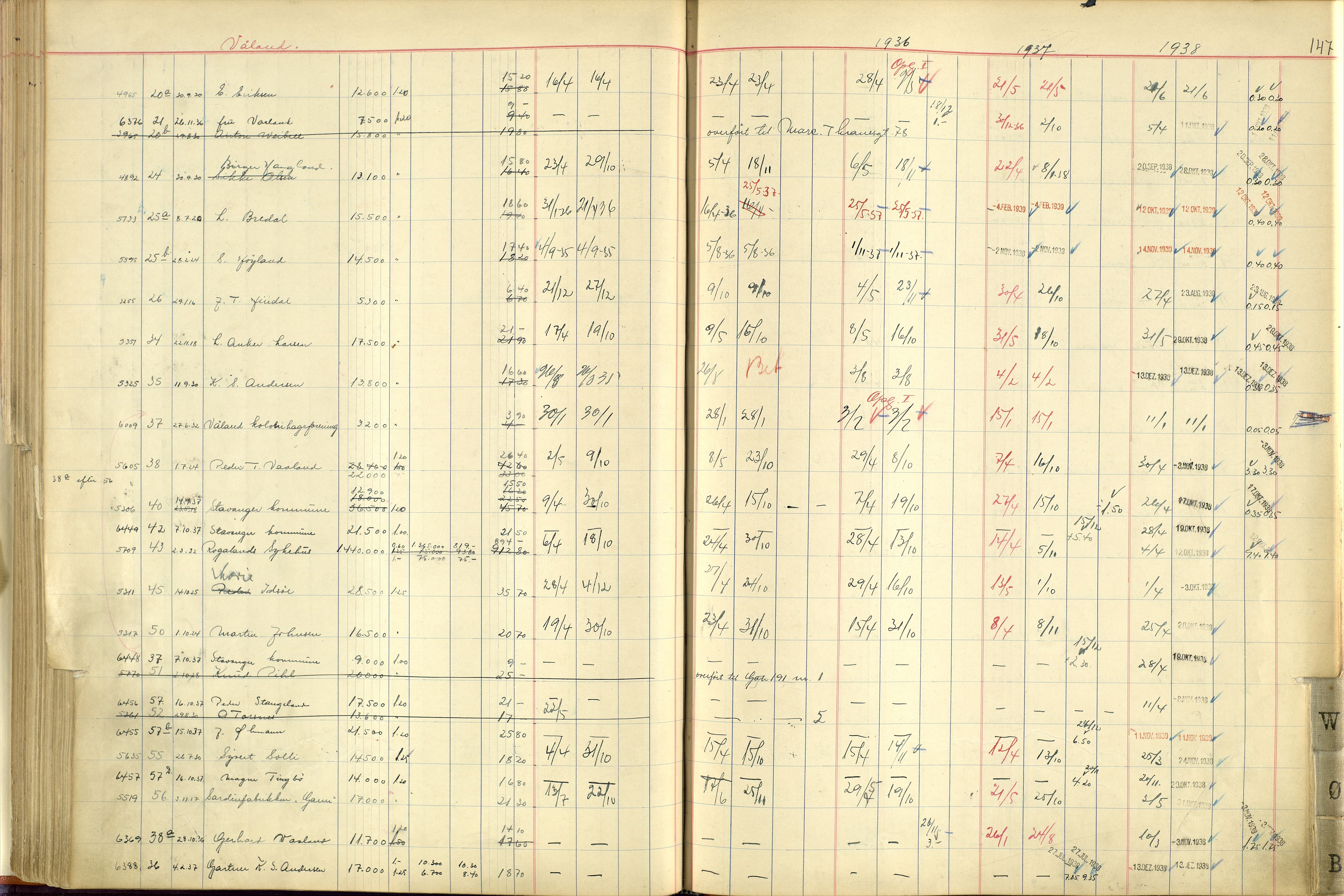 Norges Brannkasse Stavanger, AV/SAST-A-102143/F/Fc/L0005: Brannkontingentprotokoll M-Ø, 1934-1938, p. 146b-147a