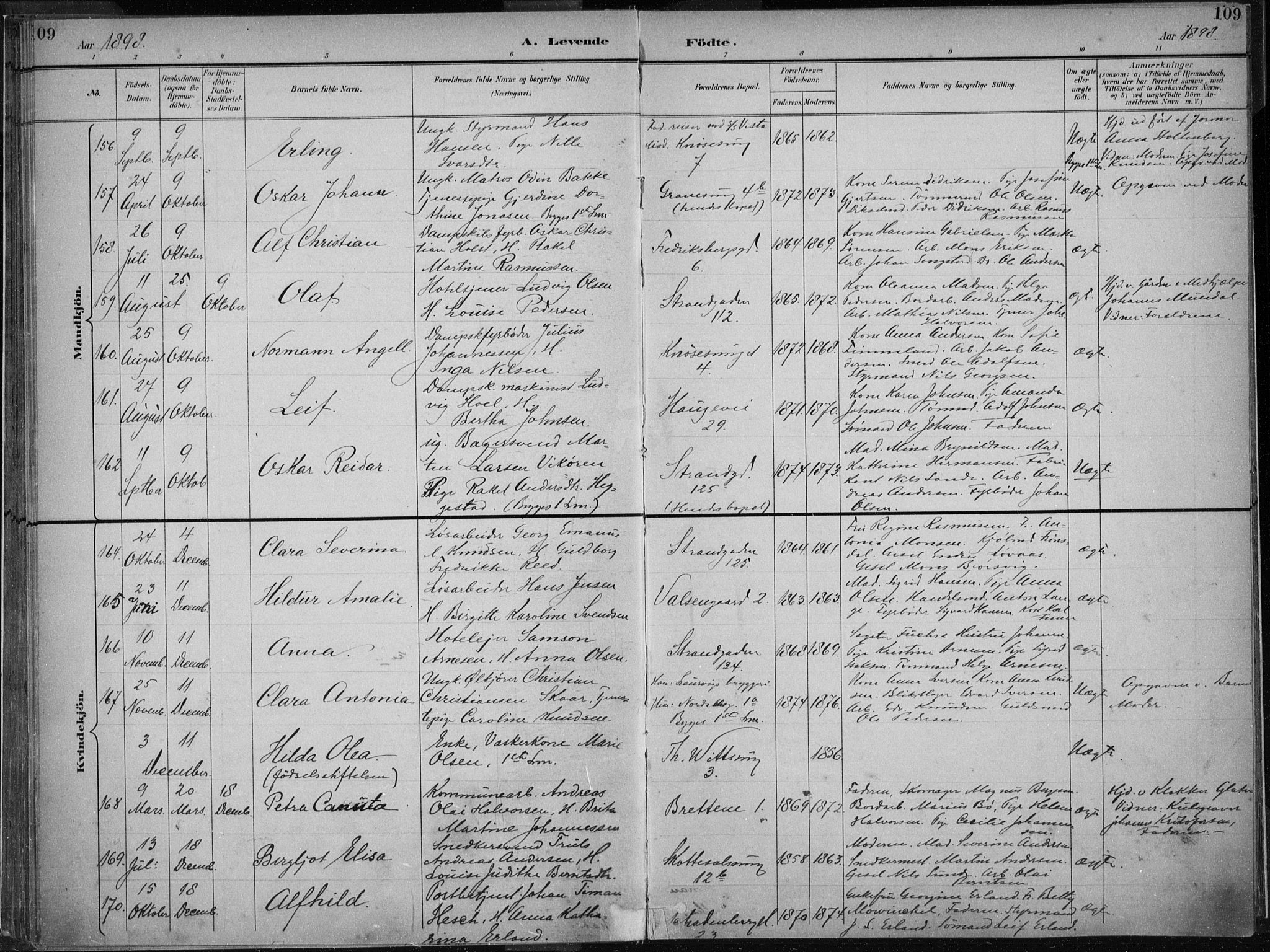 Nykirken Sokneprestembete, SAB/A-77101/H/Haa/L0018: Parish register (official) no. B 6, 1895-1903, p. 109