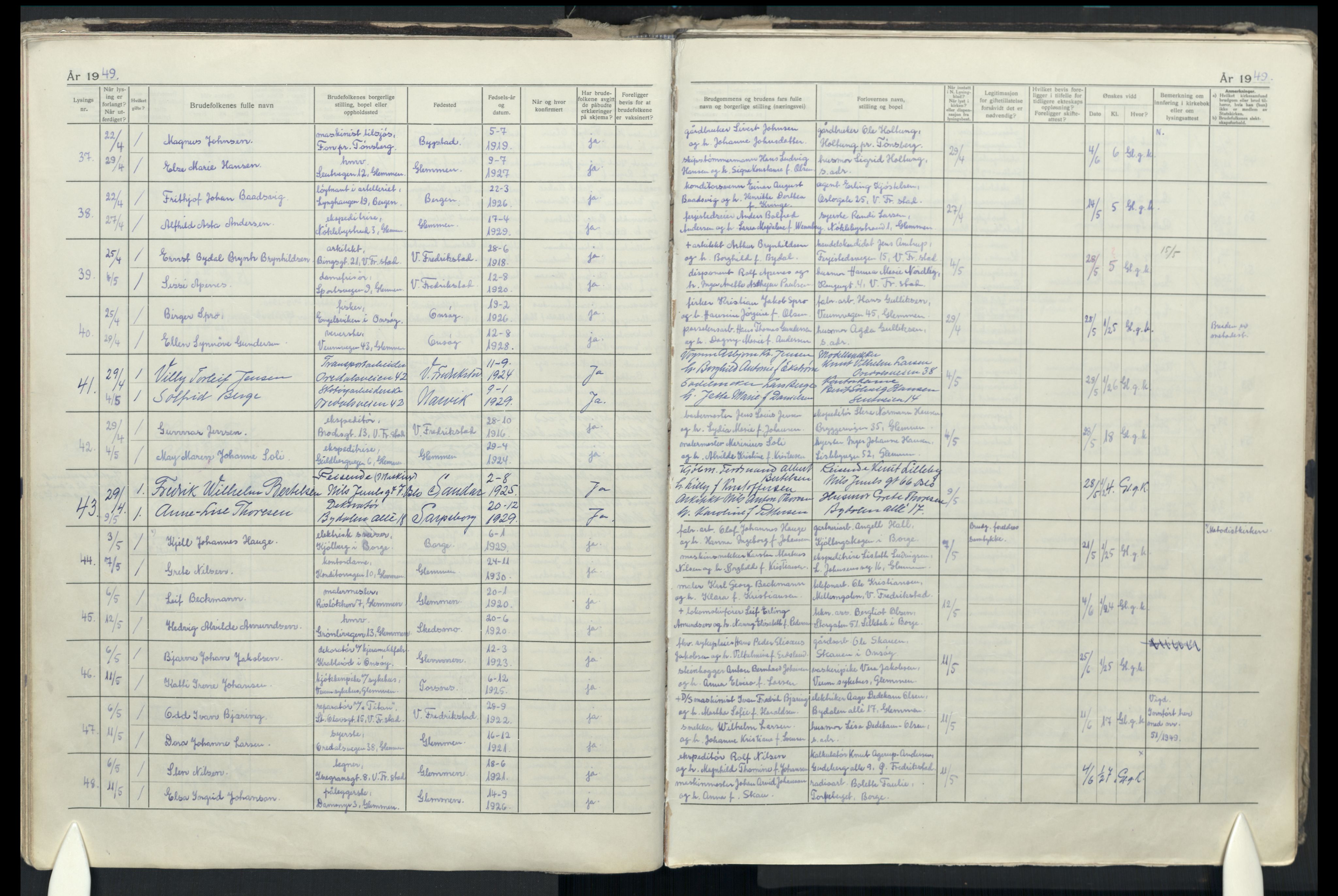 Glemmen prestekontor Kirkebøker, AV/SAO-A-10908/H/Ha/L0004: Banns register no. 4, 1942-1965