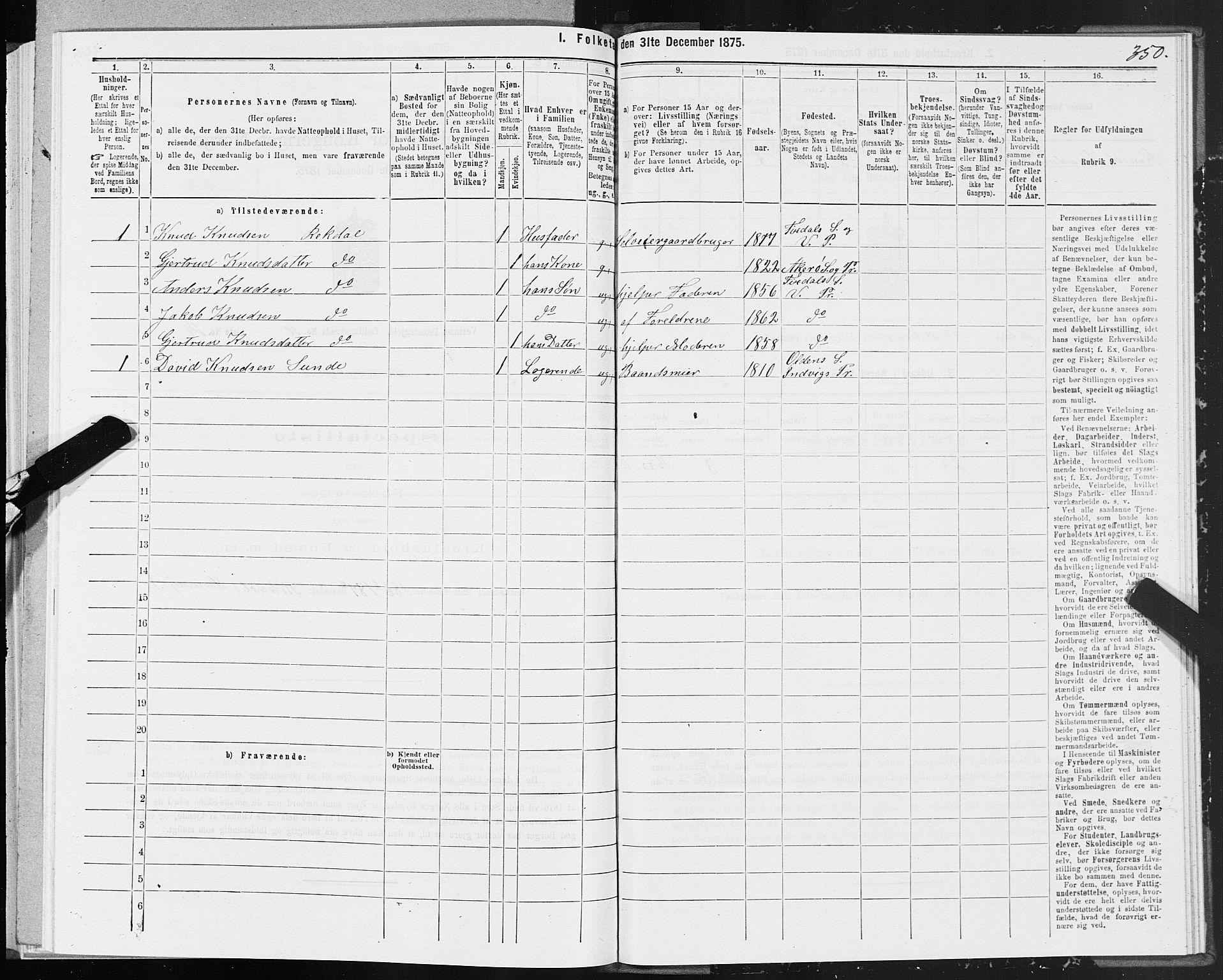 SAT, 1875 census for 1535P Vestnes, 1875, p. 3350