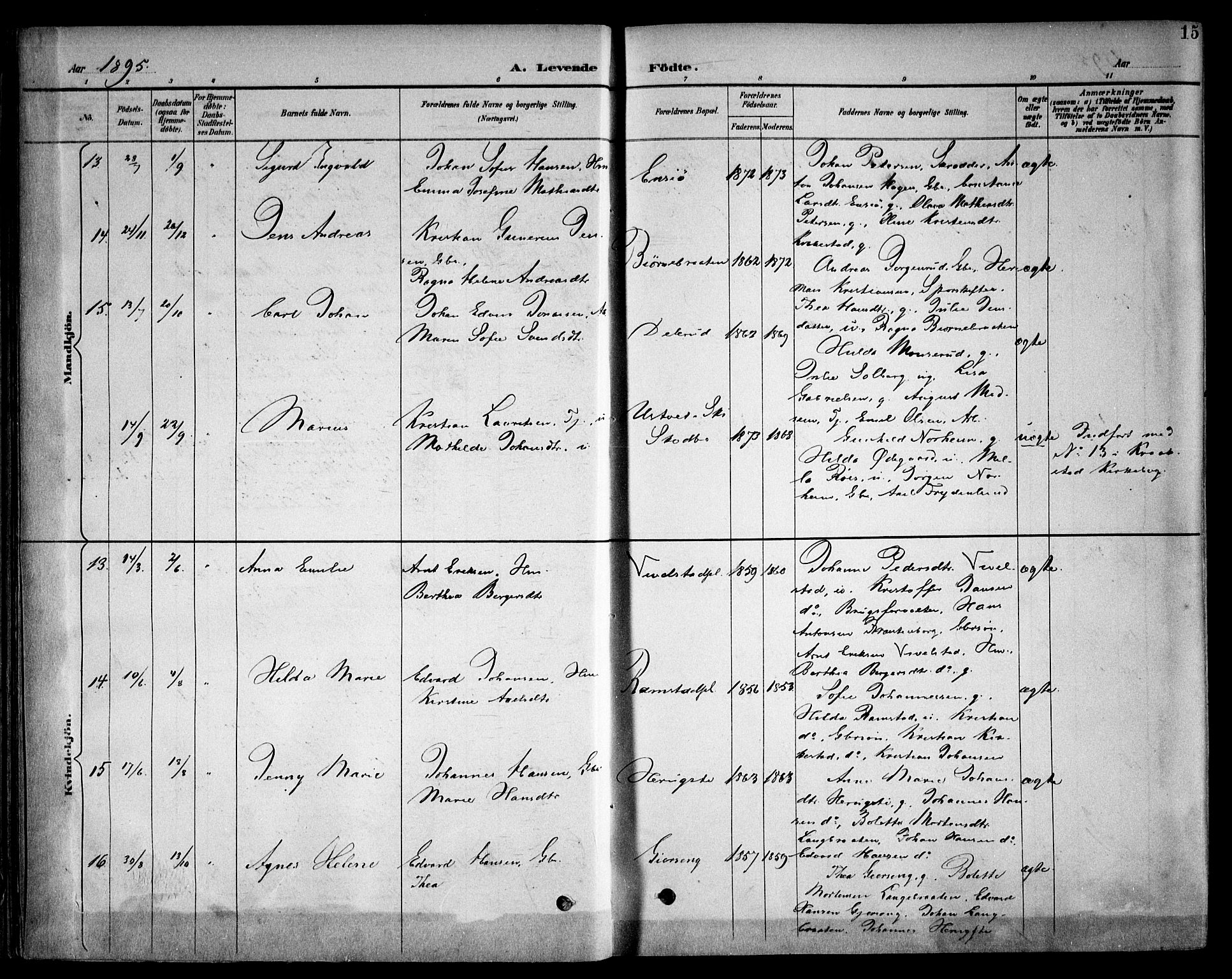 Kråkstad prestekontor Kirkebøker, AV/SAO-A-10125a/F/Fb/L0002: Parish register (official) no. II 2, 1893-1917, p. 15