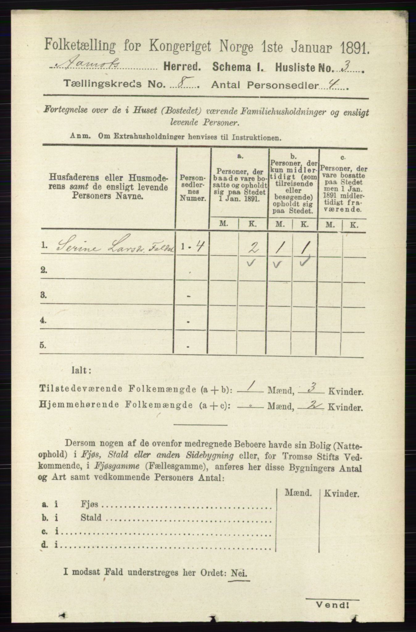 RA, 1891 census for 0429 Åmot, 1891, p. 3304