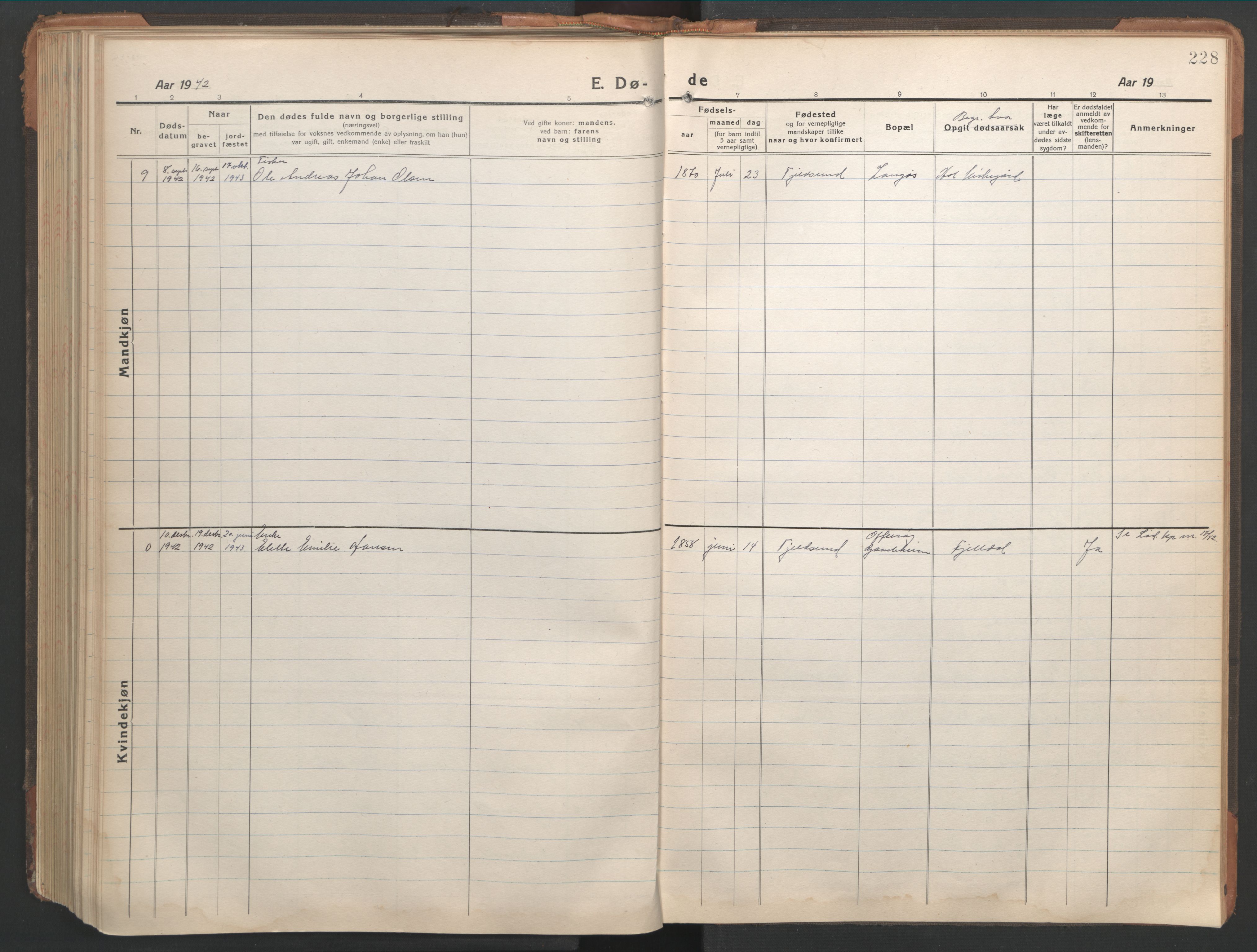 Ministerialprotokoller, klokkerbøker og fødselsregistre - Nordland, AV/SAT-A-1459/865/L0933: Parish register (copy) no. 865C05, 1917-1947, p. 228