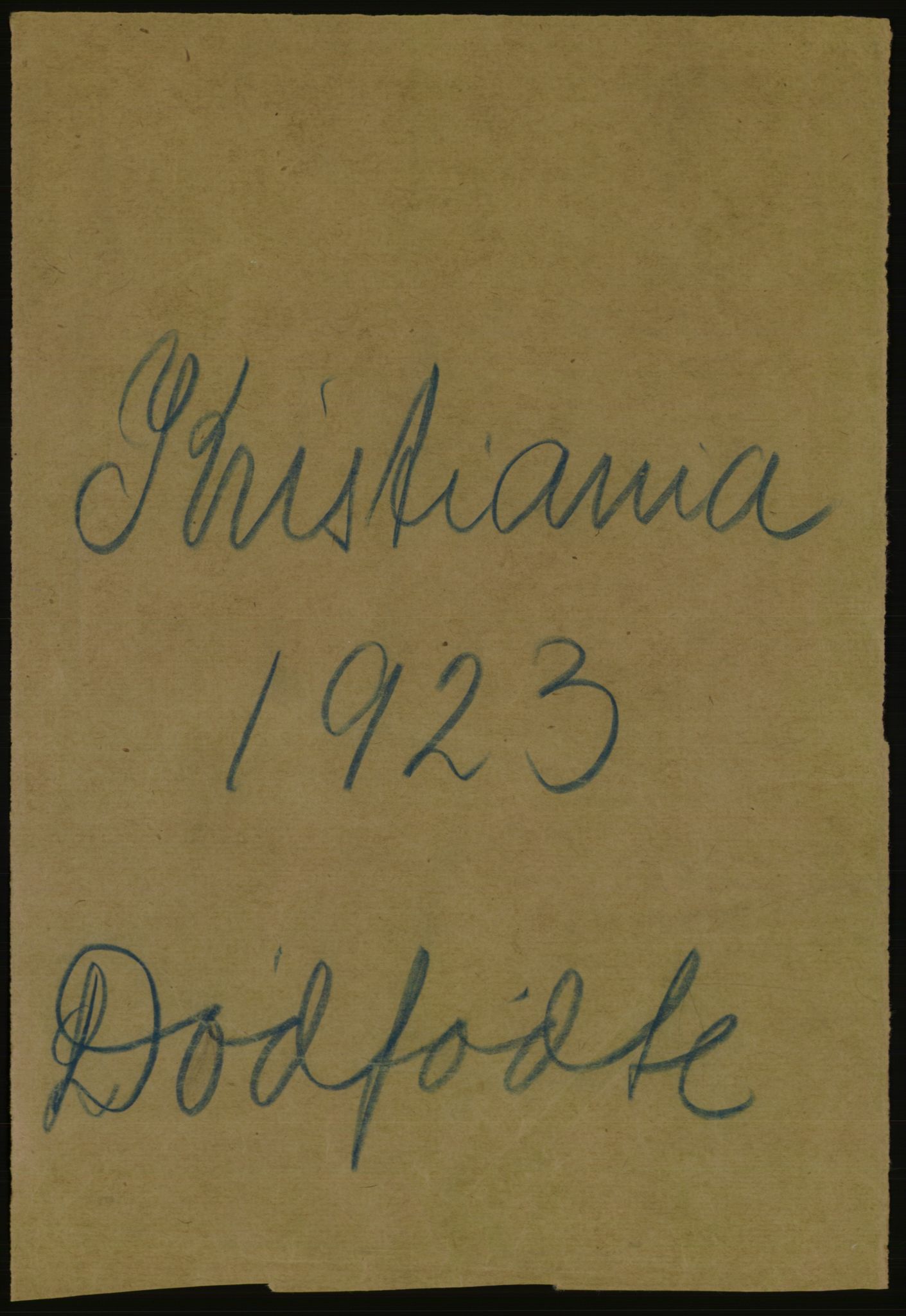 Statistisk sentralbyrå, Sosiodemografiske emner, Befolkning, AV/RA-S-2228/D/Df/Dfc/Dfcc/L0010: Kristiania: Døde, dødfødte, 1923, p. 1