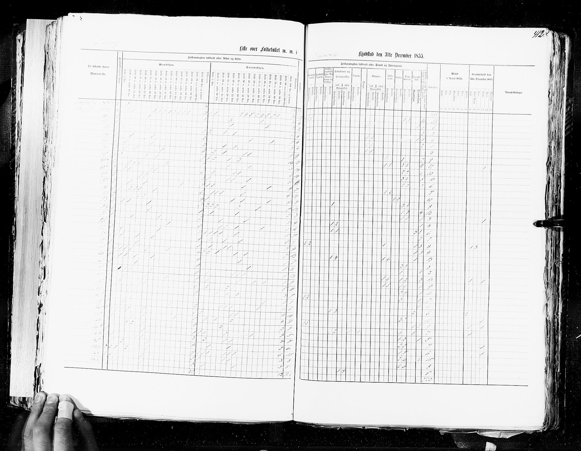 RA, Census 1855, vol. 7: Fredrikshald-Kragerø, 1855, p. 412