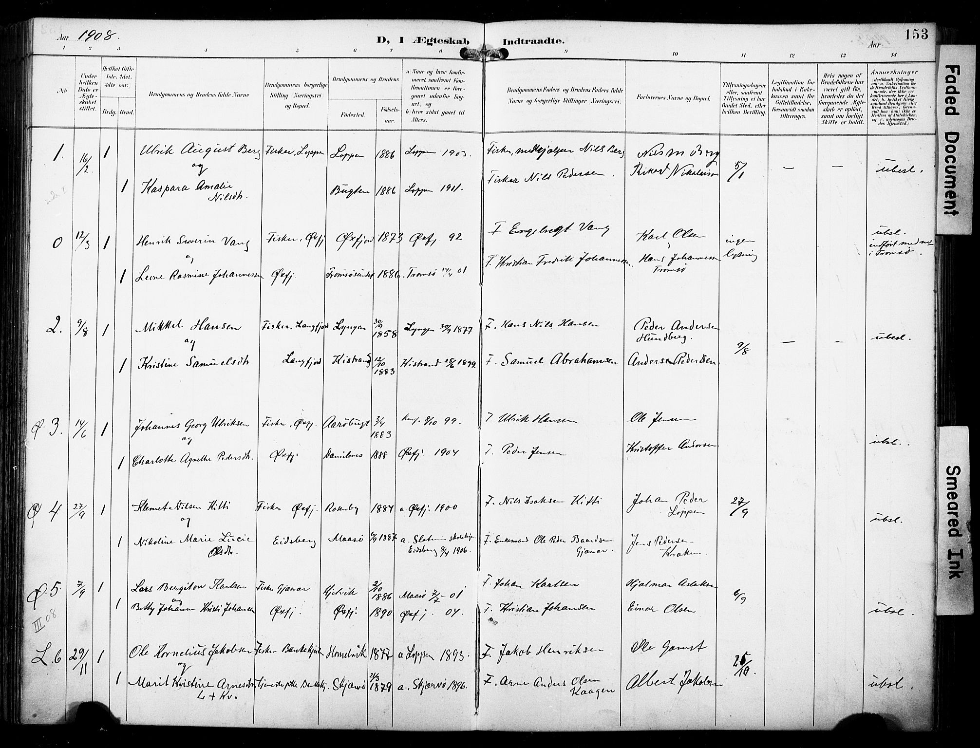 Loppa sokneprestkontor, SATØ/S-1339/H/Ha/L0009kirke: Parish register (official) no. 9, 1895-1909, p. 153