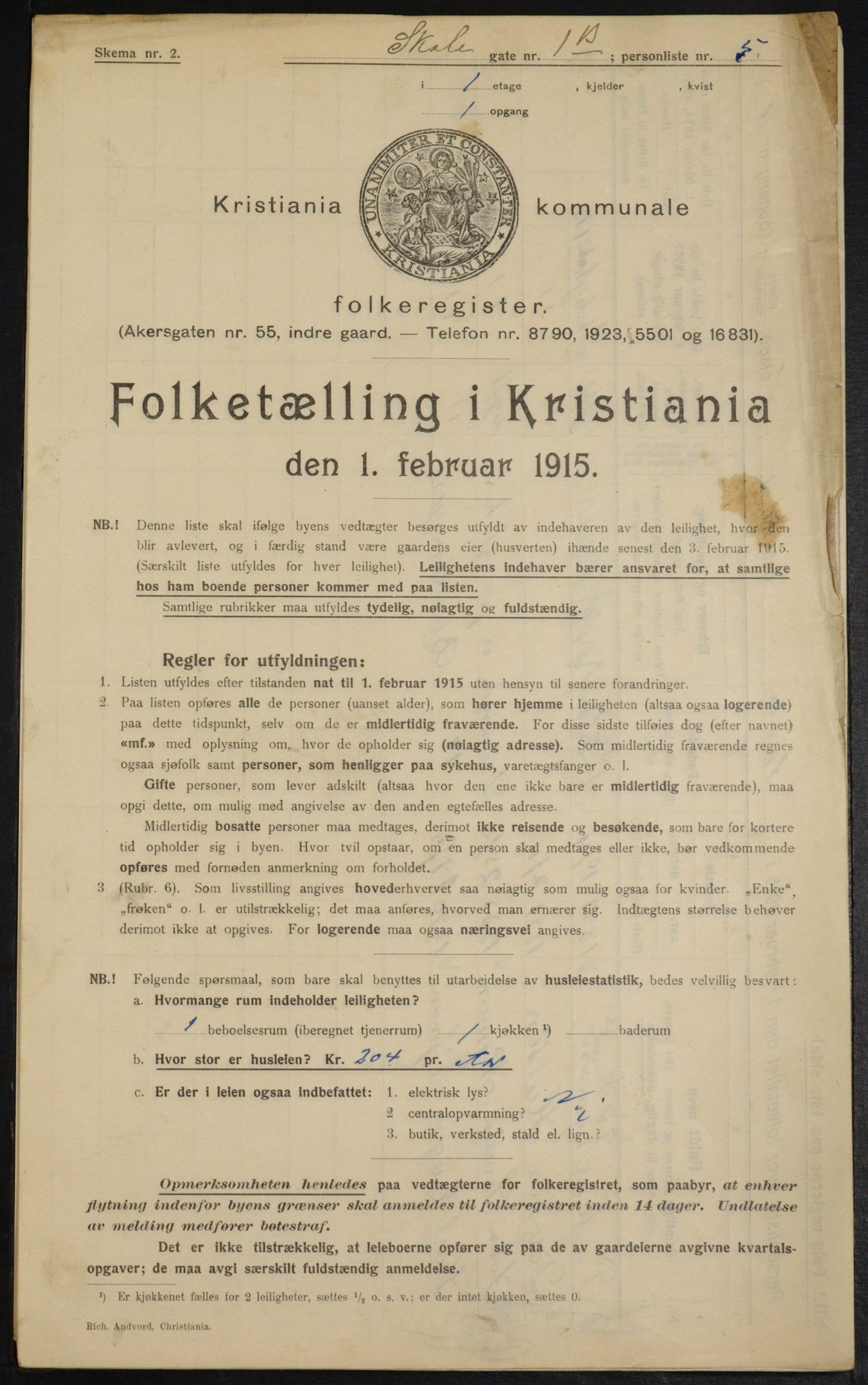 OBA, Municipal Census 1915 for Kristiania, 1915, p. 96068