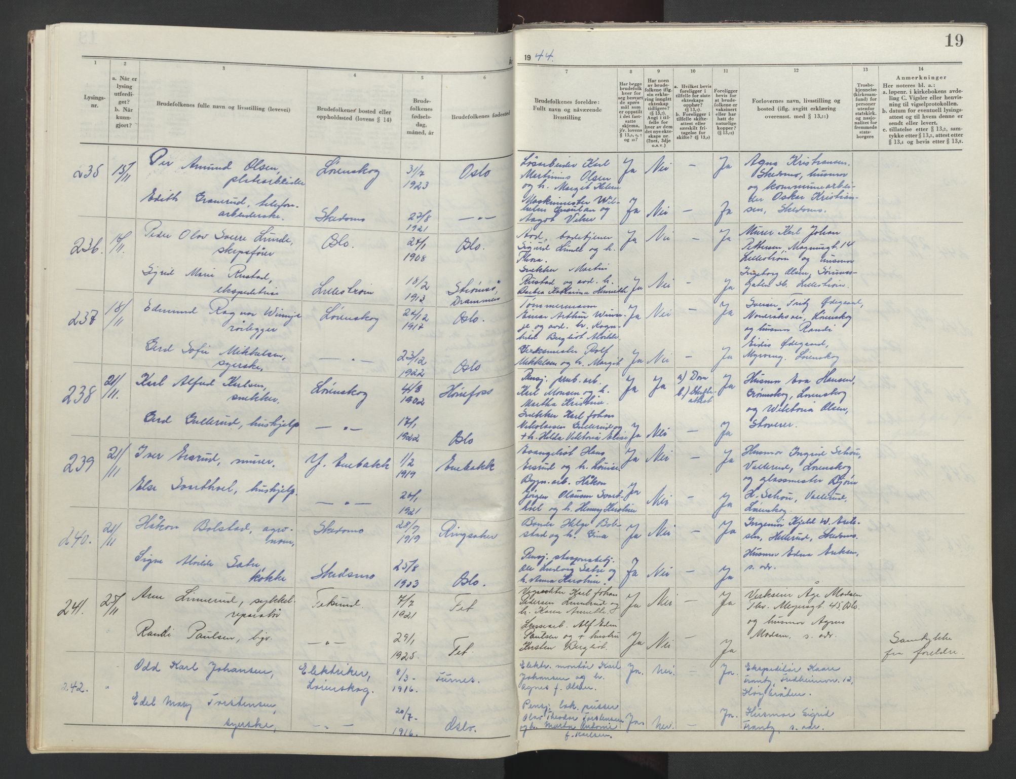 Nedre Romerike sorenskriveri, AV/SAO-A-10469/L/Lc/L0002: Lysingsbok, 1944-1953, p. 19