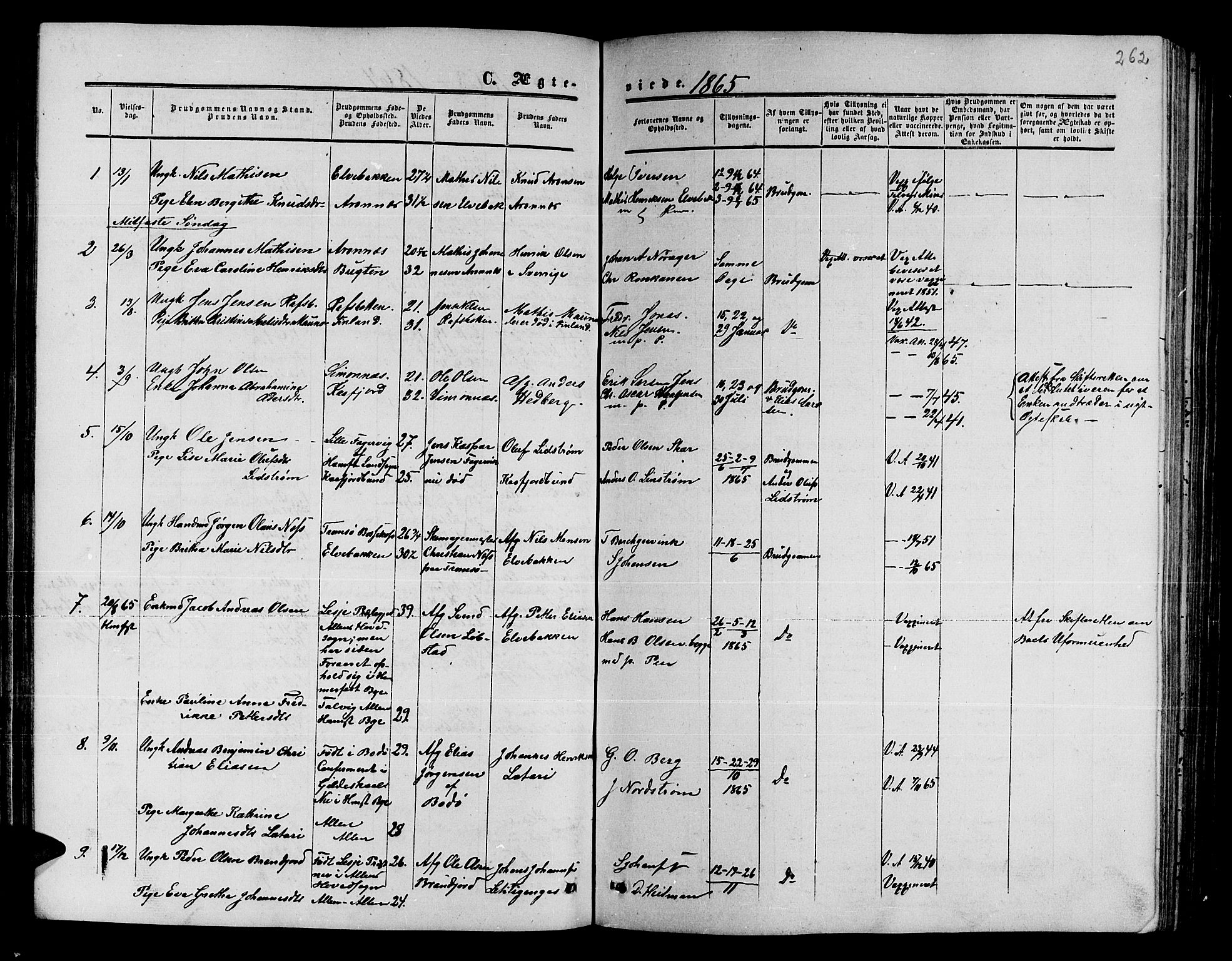 Alta sokneprestkontor, SATØ/S-1338/H/Hb/L0001.klokk: Parish register (copy) no. 1, 1858-1878, p. 261-262