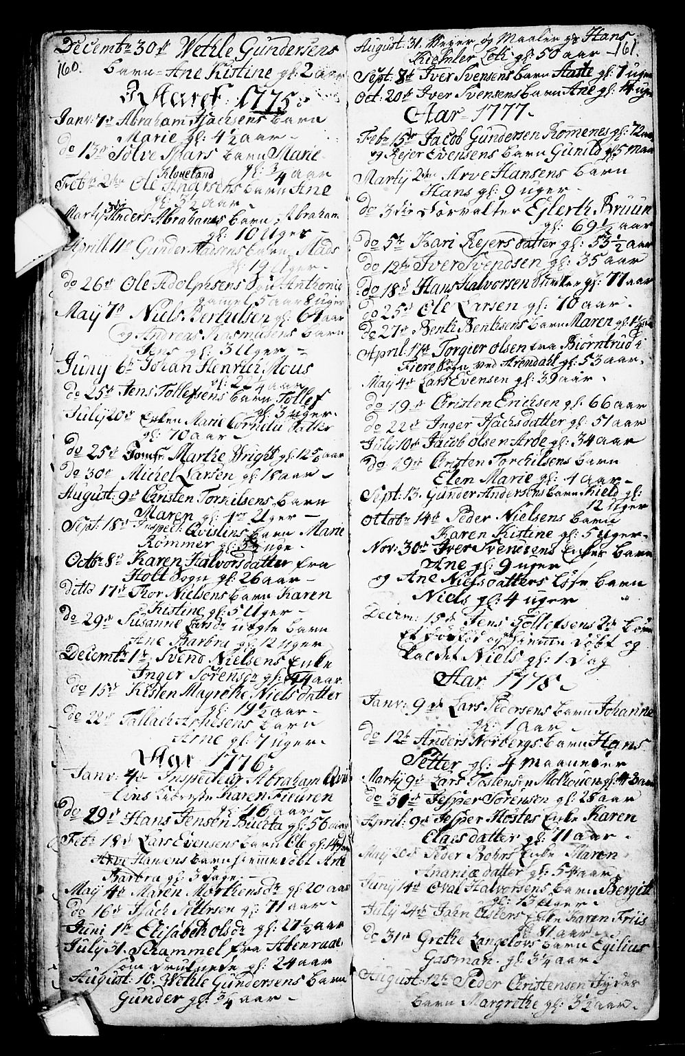 Porsgrunn kirkebøker , SAKO/A-104/G/Ga/L0001: Parish register (copy) no. I 1, 1766-1790, p. 160-161