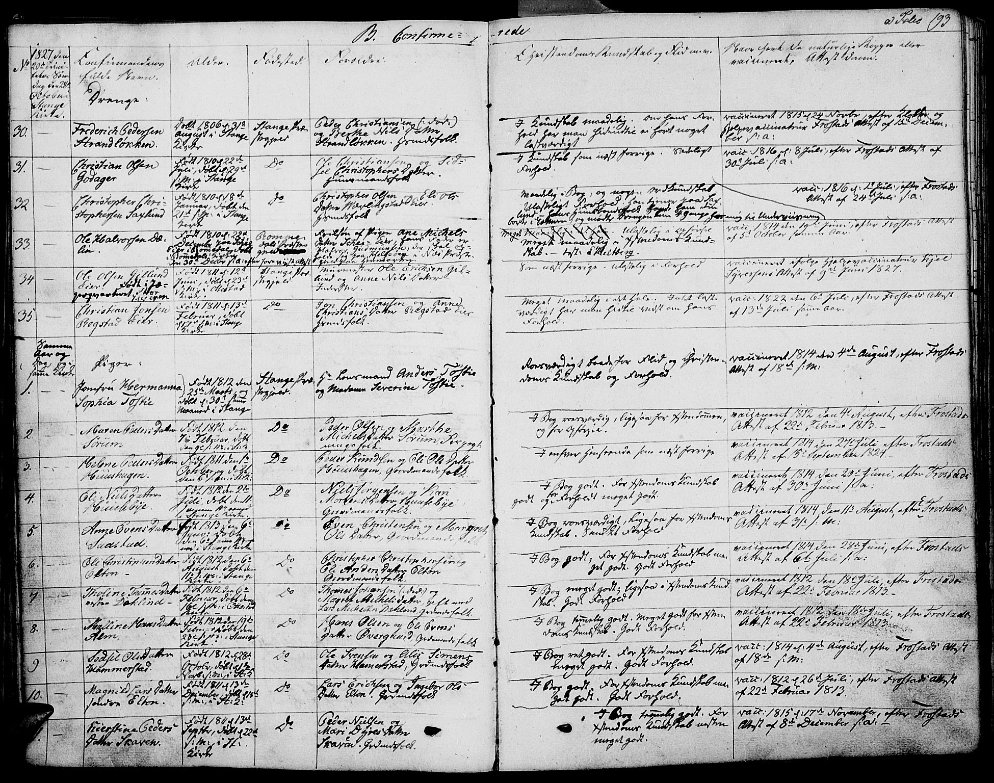 Stange prestekontor, AV/SAH-PREST-002/K/L0009: Parish register (official) no. 9, 1826-1835, p. 193