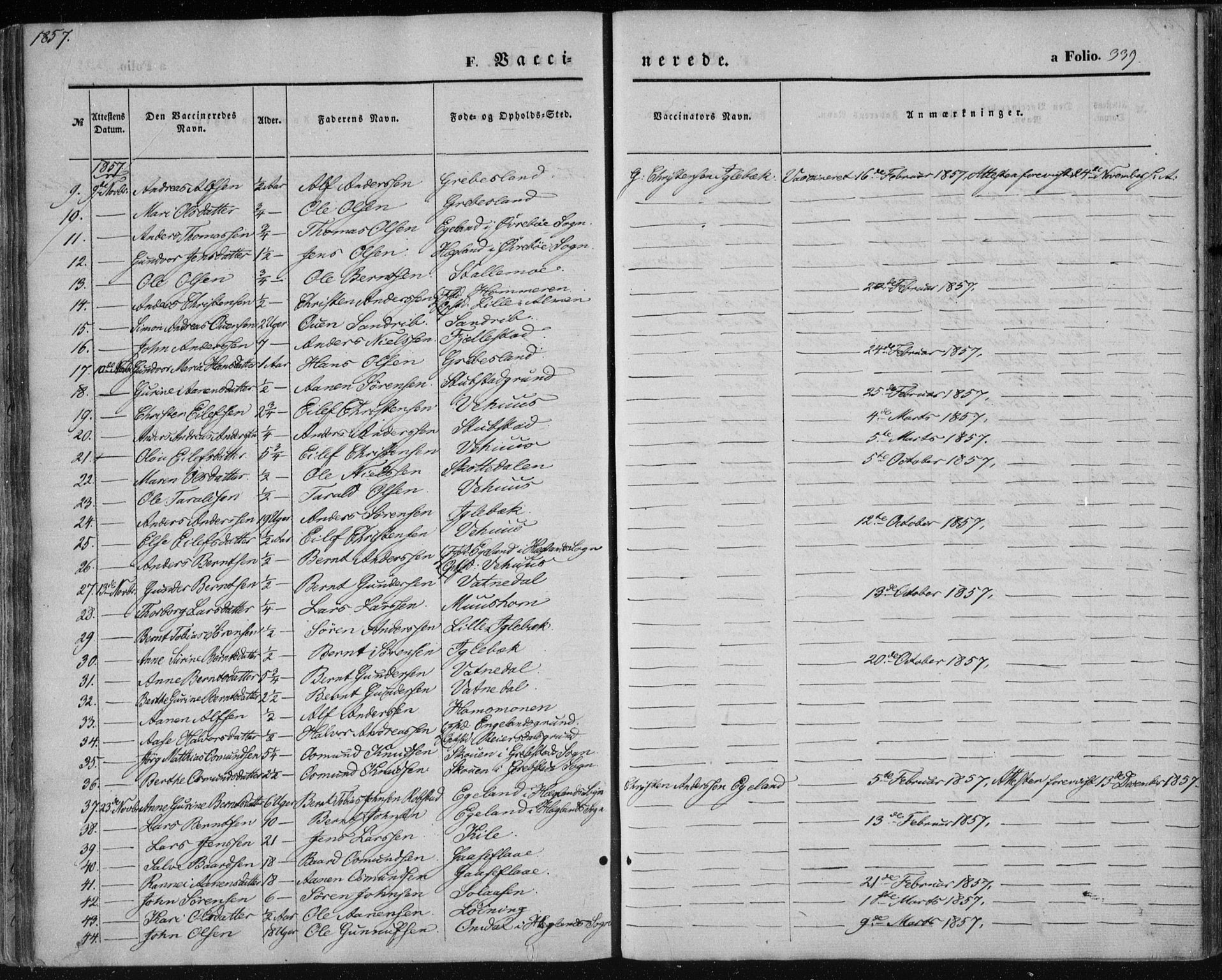 Vennesla sokneprestkontor, AV/SAK-1111-0045/Fa/Fac/L0007: Parish register (official) no. A 7, 1855-1873, p. 339