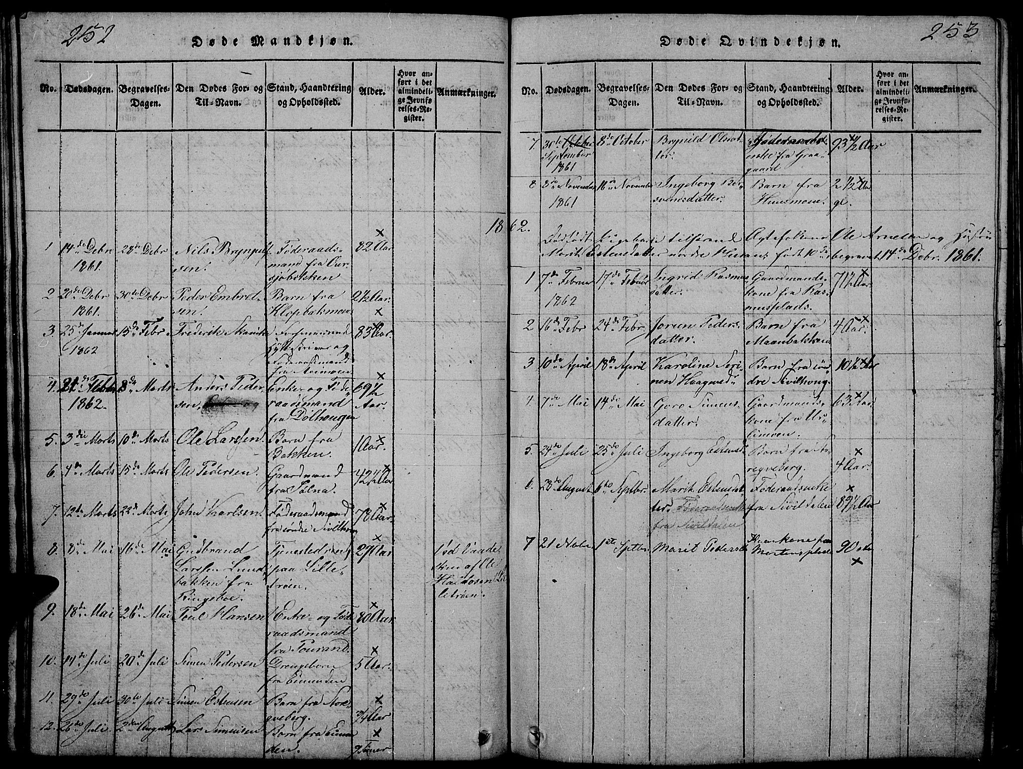 Tynset prestekontor, SAH/PREST-058/H/Ha/Hab/L0002: Parish register (copy) no. 2, 1814-1862, p. 252-253