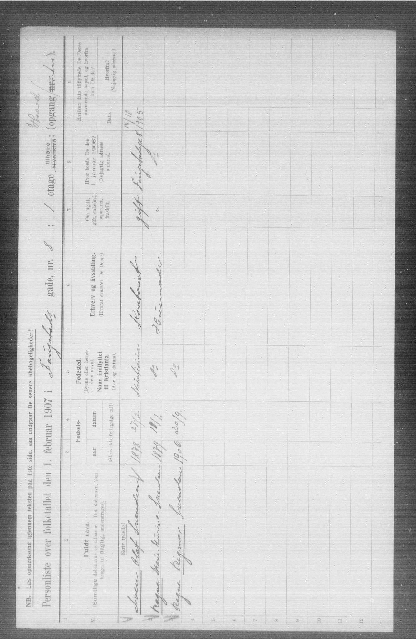 OBA, Municipal Census 1907 for Kristiania, 1907, p. 12886