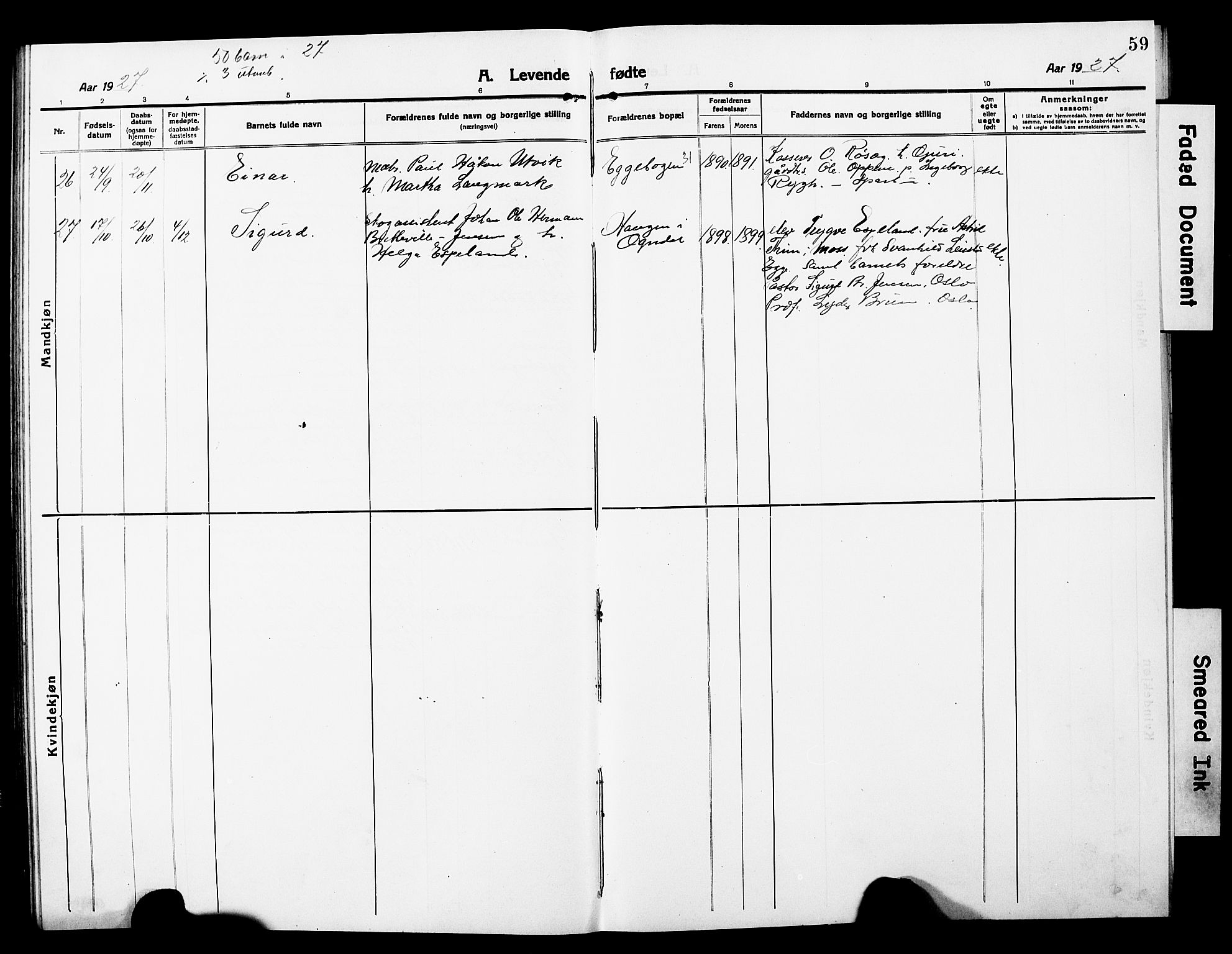 Ministerialprotokoller, klokkerbøker og fødselsregistre - Nord-Trøndelag, SAT/A-1458/740/L0382: Parish register (copy) no. 740C03, 1915-1927, p. 59