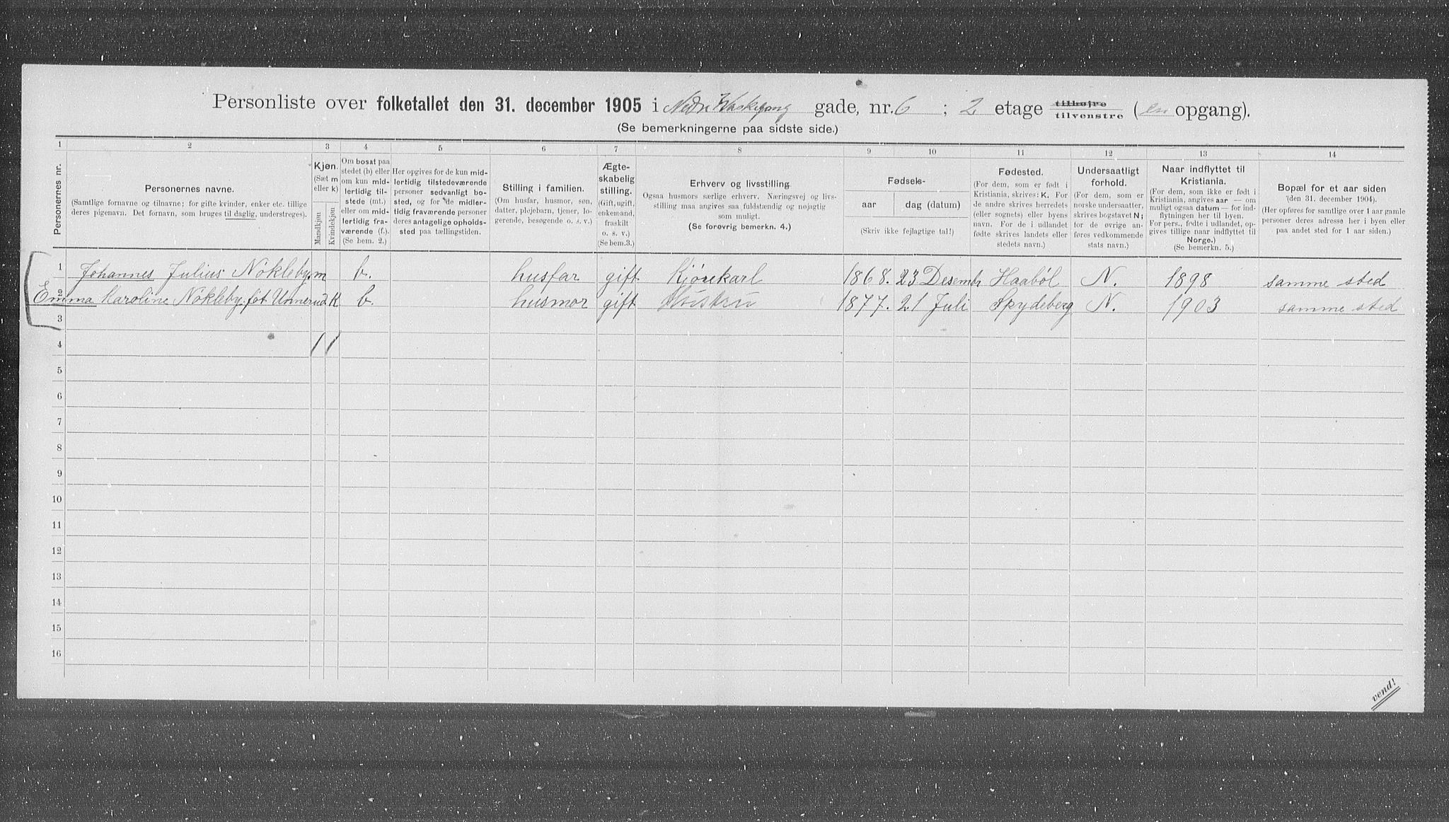 OBA, Municipal Census 1905 for Kristiania, 1905, p. 36544