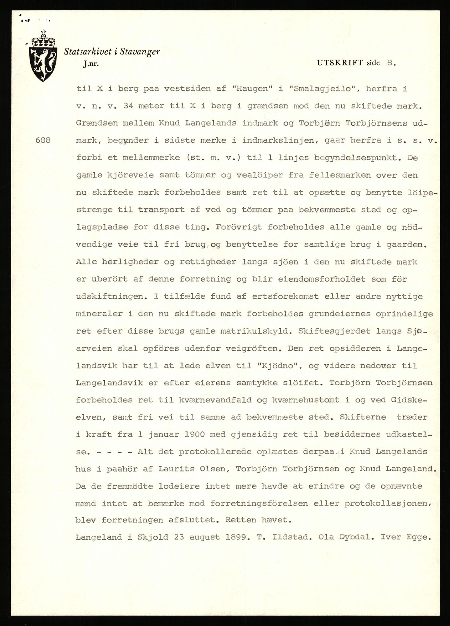 Statsarkivet i Stavanger, AV/SAST-A-101971/03/Y/Yj/L0052: Avskrifter sortert etter gårdsnavn: Landråk  - Leidland, 1750-1930, p. 52