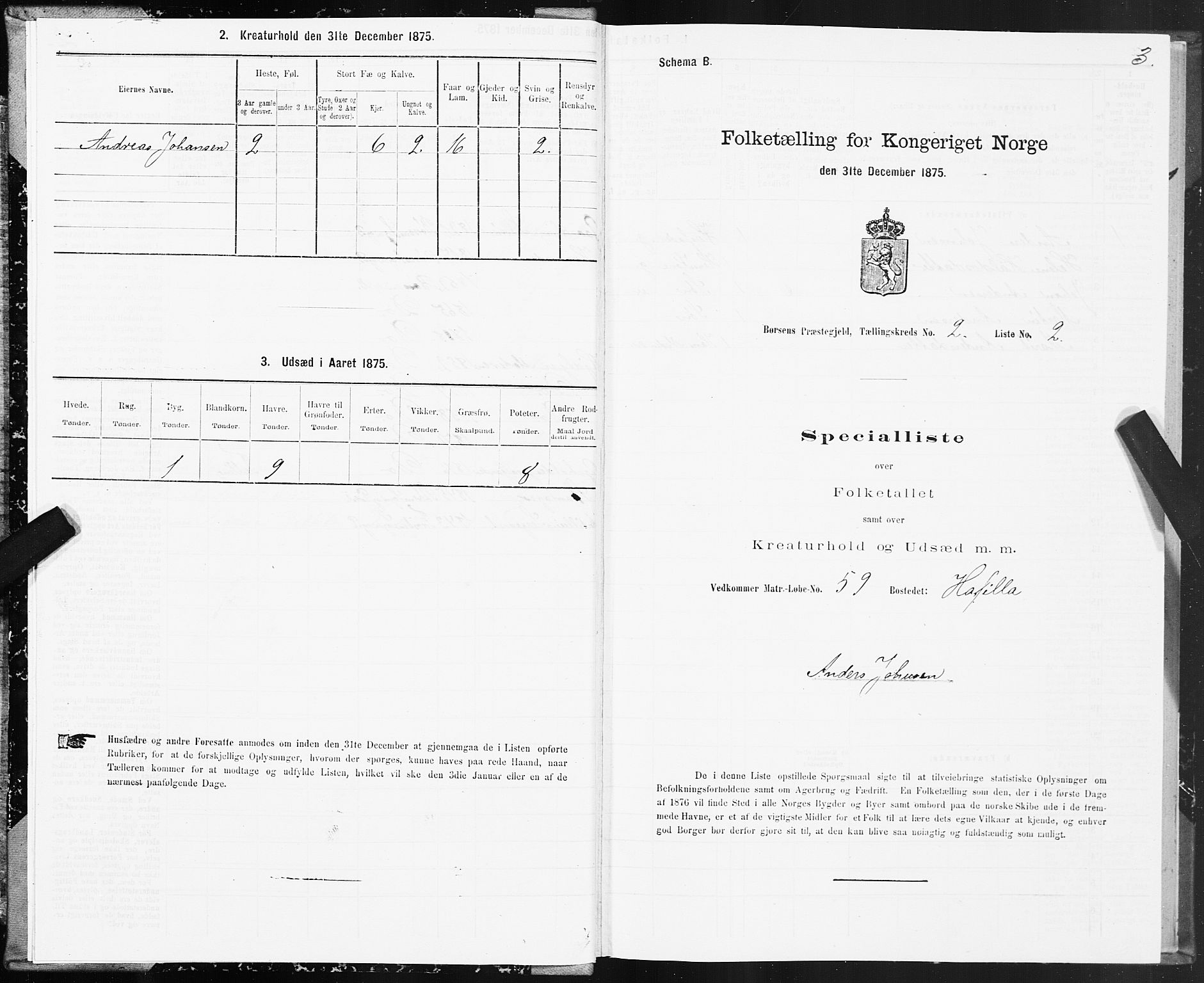 SAT, 1875 census for 1658P Børsa, 1875, p. 2003