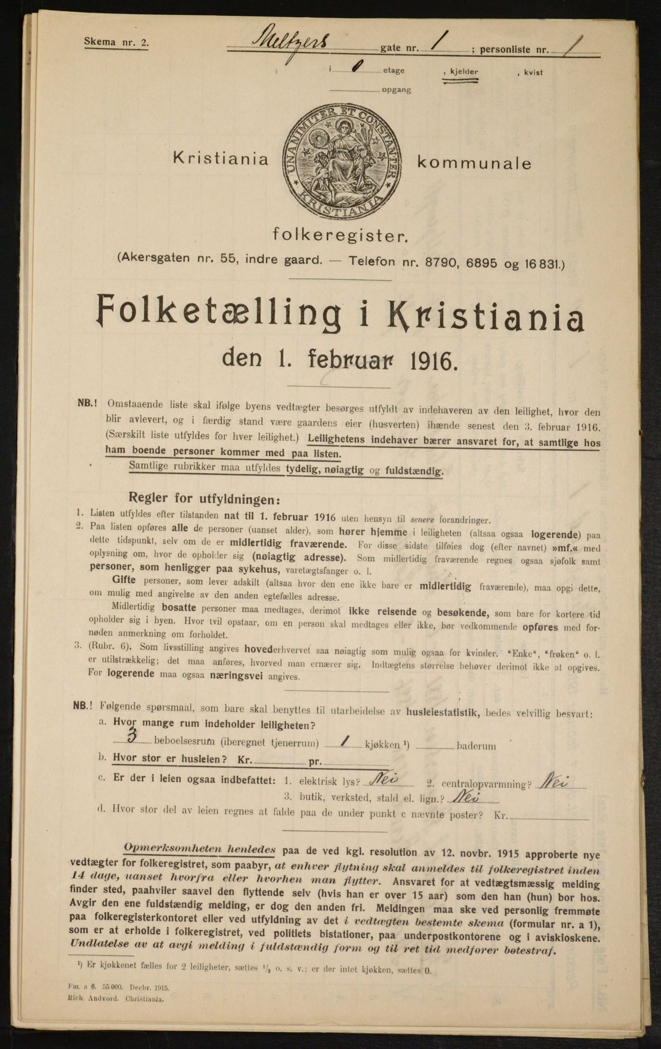 OBA, Municipal Census 1916 for Kristiania, 1916, p. 66785