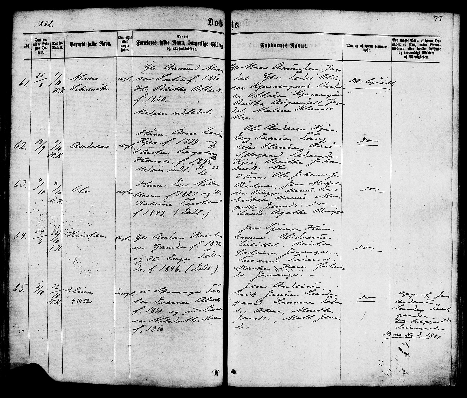 Hafslo sokneprestembete, AV/SAB-A-80301/H/Haa/Haaa/L0011: Parish register (official) no. A 11, 1873-1886, p. 77