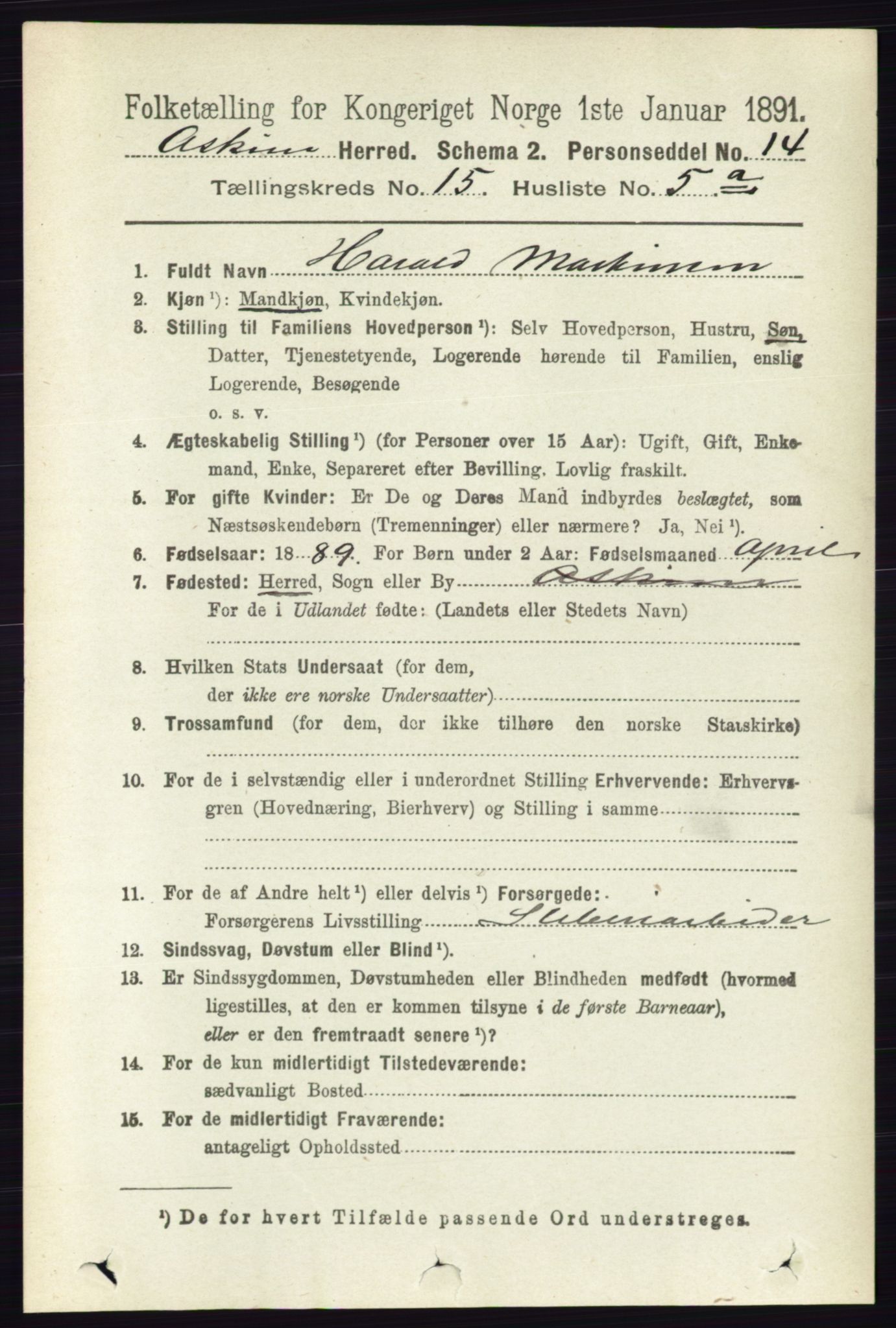 RA, 1891 census for 0124 Askim, 1891, p. 2468