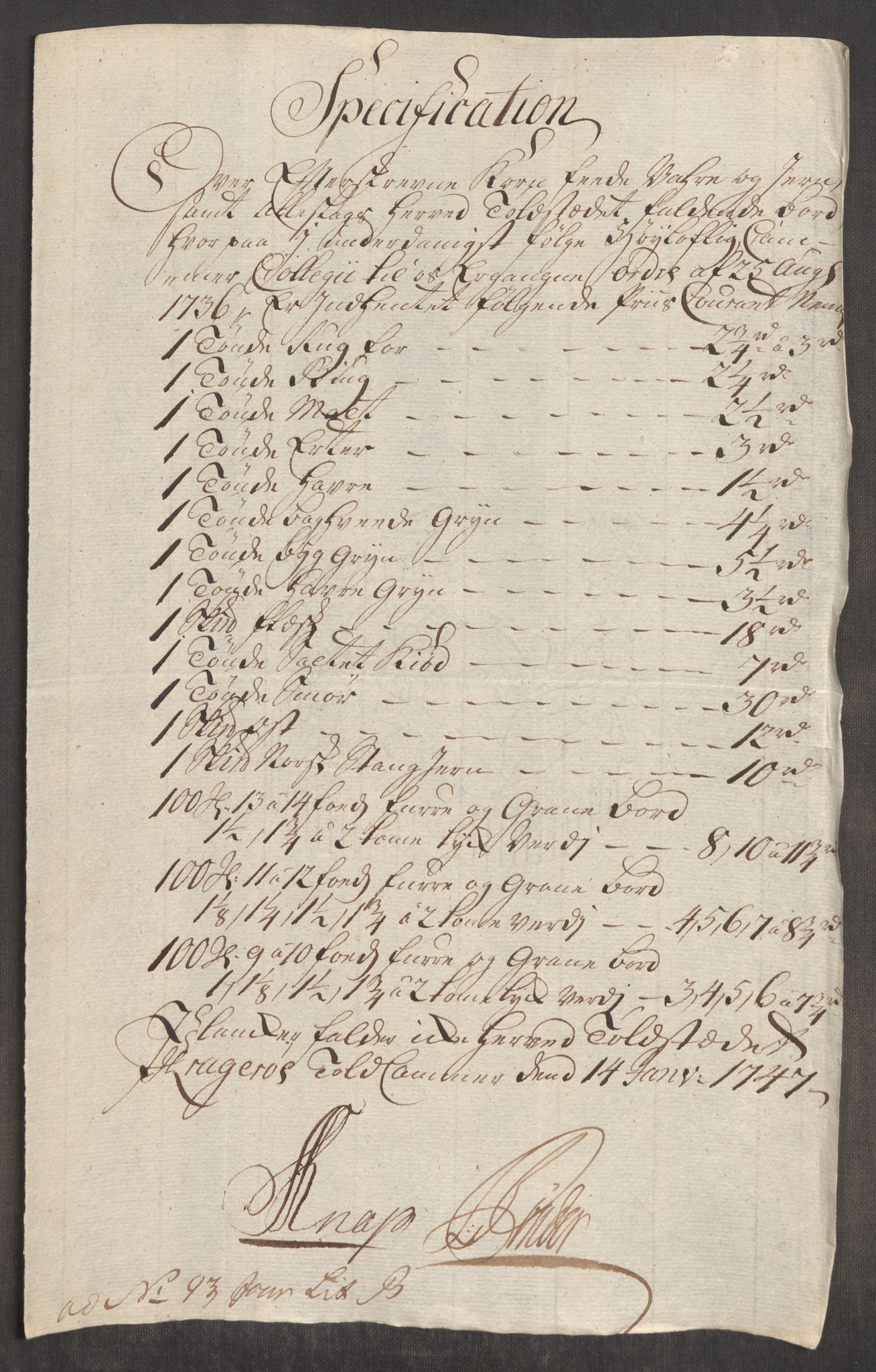Rentekammeret inntil 1814, Realistisk ordnet avdeling, RA/EA-4070/Oe/L0003: [Ø1]: Priskuranter, 1745-1748, p. 586