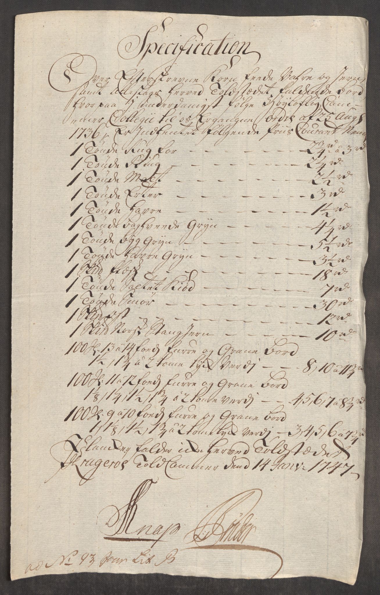 Rentekammeret inntil 1814, Realistisk ordnet avdeling, AV/RA-EA-4070/Oe/L0003: [Ø1]: Priskuranter, 1745-1748, p. 586