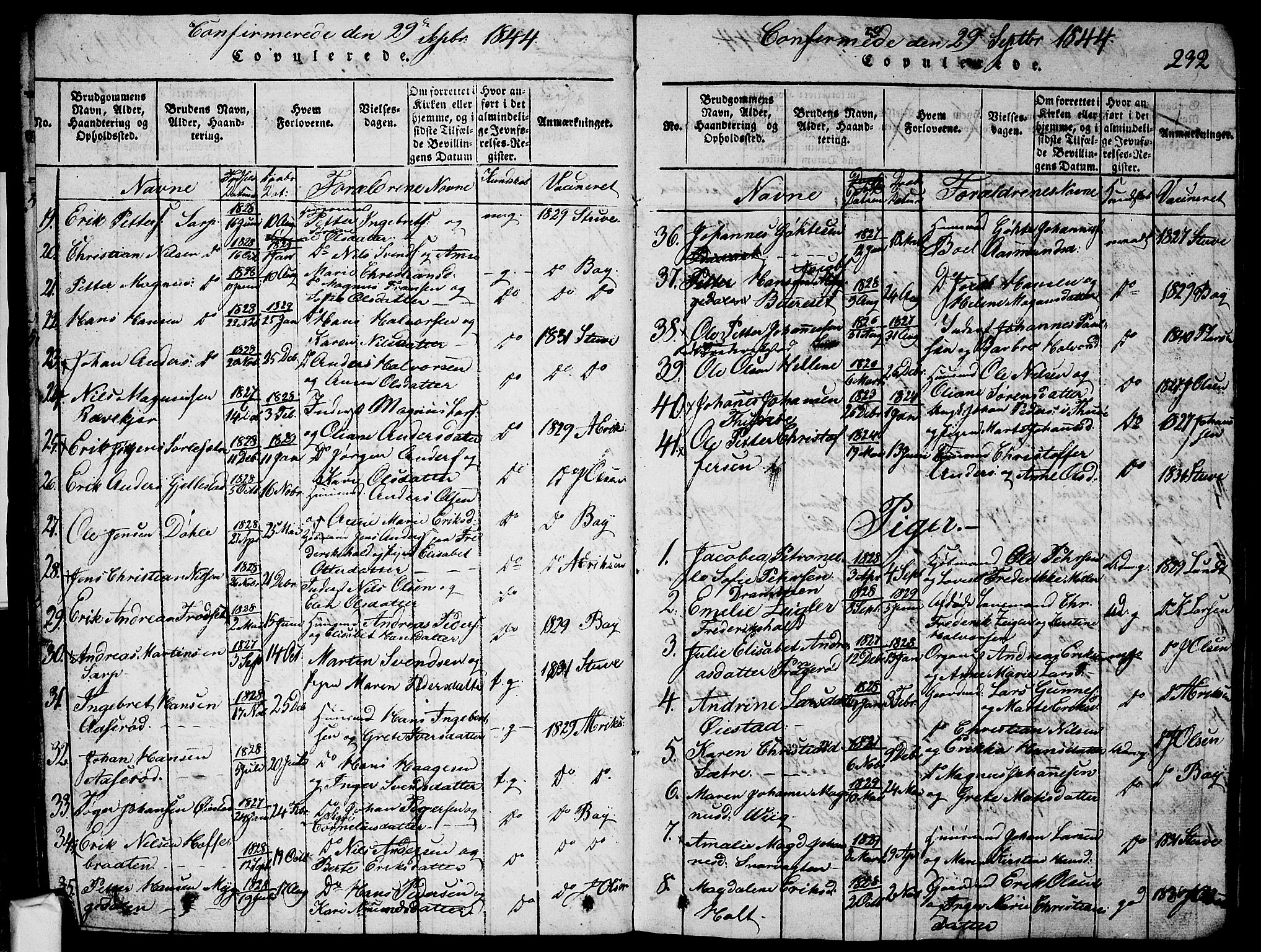 Skjeberg prestekontor Kirkebøker, SAO/A-10923/G/Ga/L0001: Parish register (copy) no. I 1, 1815-1830, p. 232