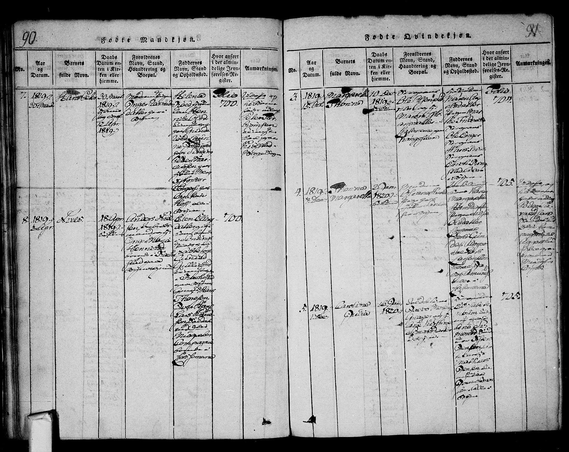 Fredrikstad prestekontor Kirkebøker, SAO/A-11082/F/Fa/L0004: Parish register (official) no. 4, 1816-1834, p. 90-91