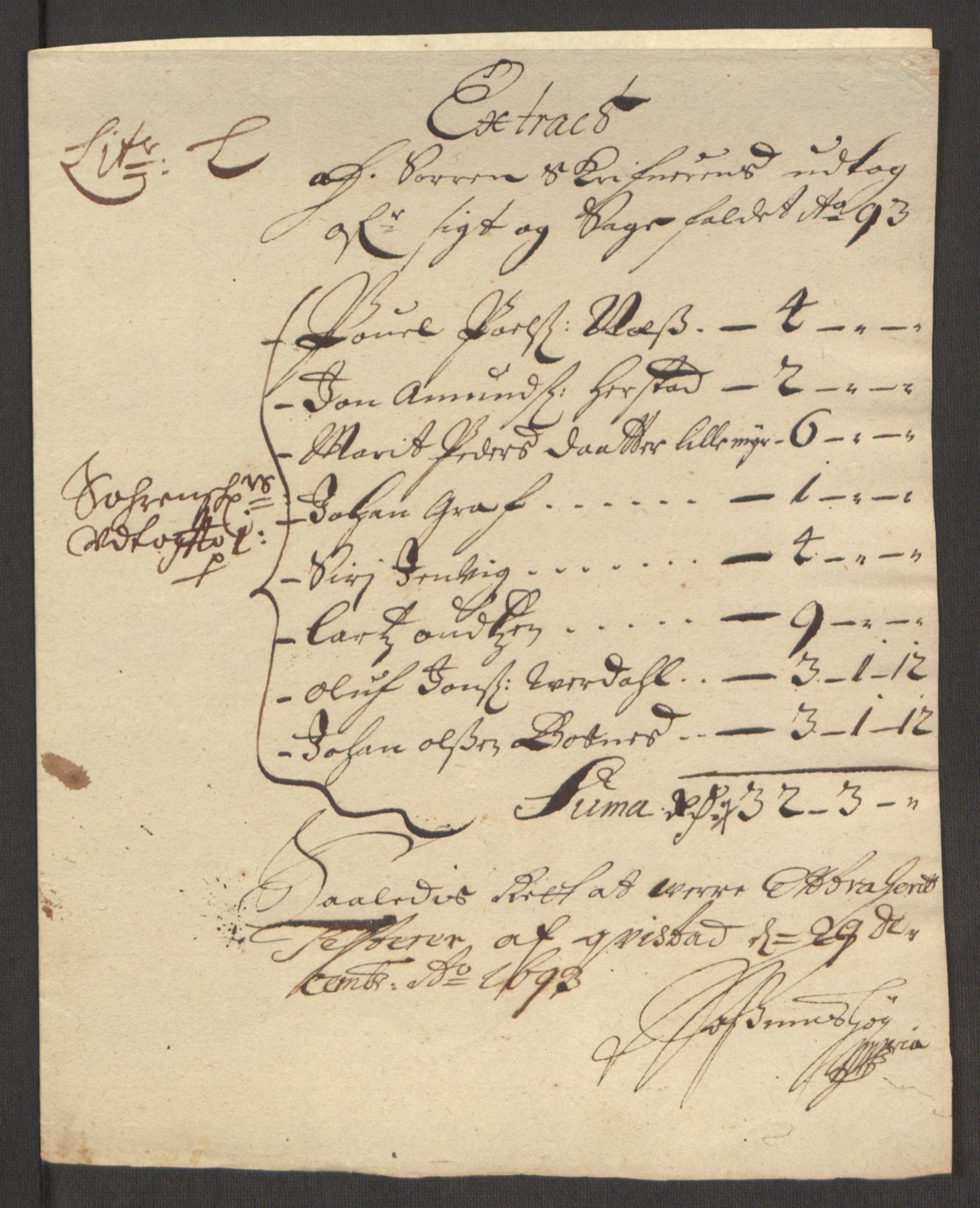 Rentekammeret inntil 1814, Reviderte regnskaper, Fogderegnskap, RA/EA-4092/R63/L4308: Fogderegnskap Inderøy, 1692-1694, p. 504