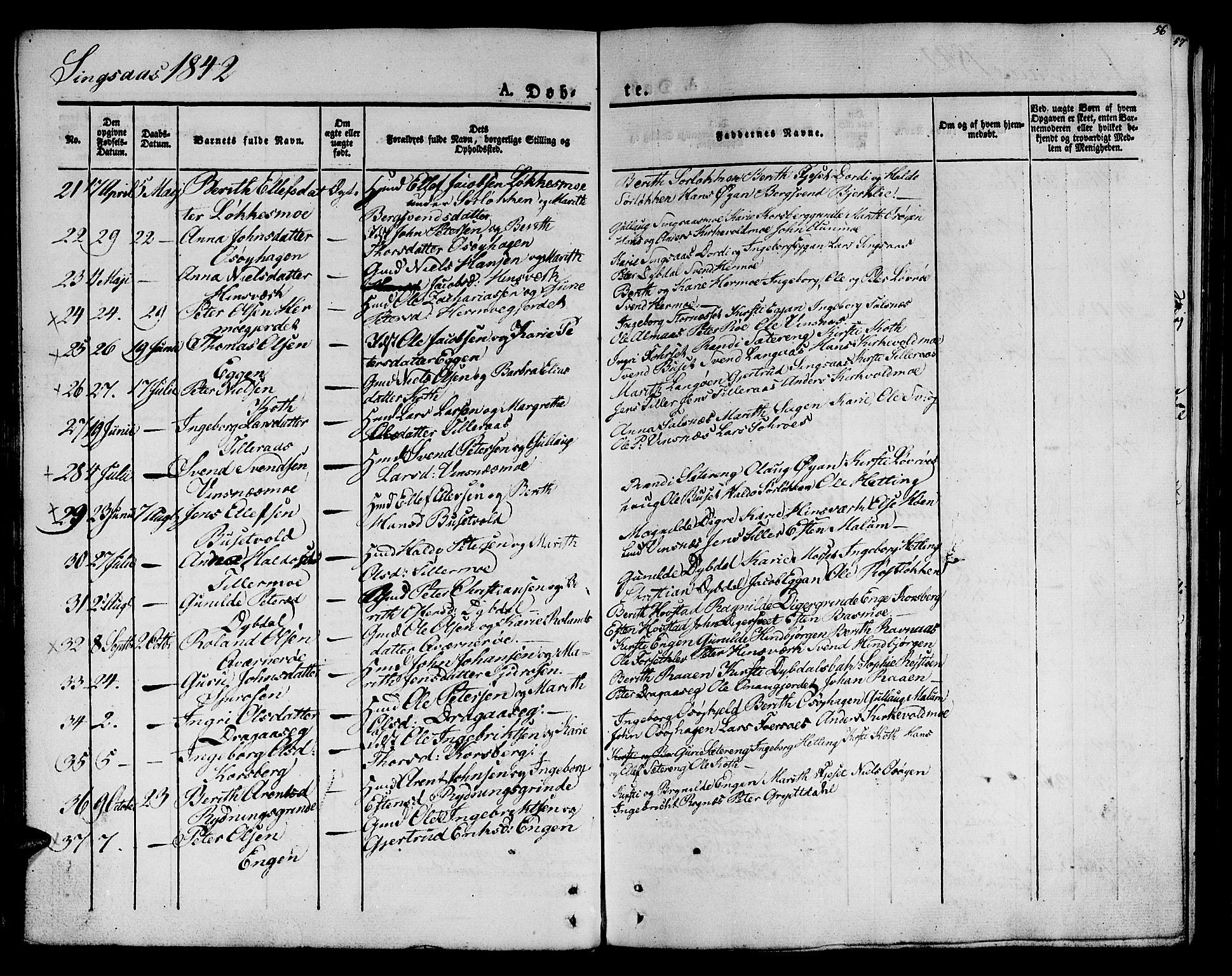 Ministerialprotokoller, klokkerbøker og fødselsregistre - Sør-Trøndelag, SAT/A-1456/685/L0958: Parish register (official) no. 685A04 /2, 1829-1845, p. 56