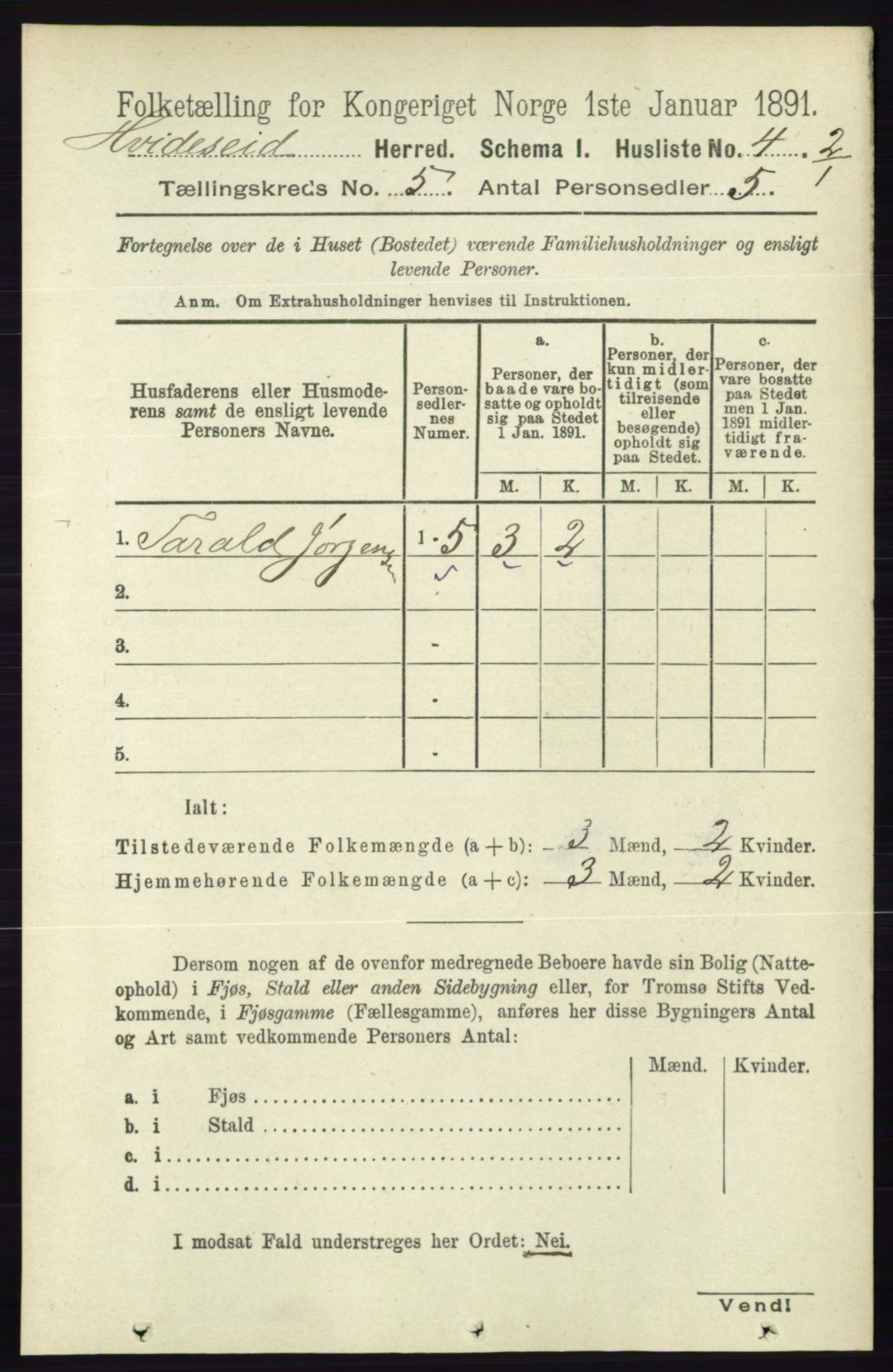 RA, 1891 census for 0829 Kviteseid, 1891, p. 864