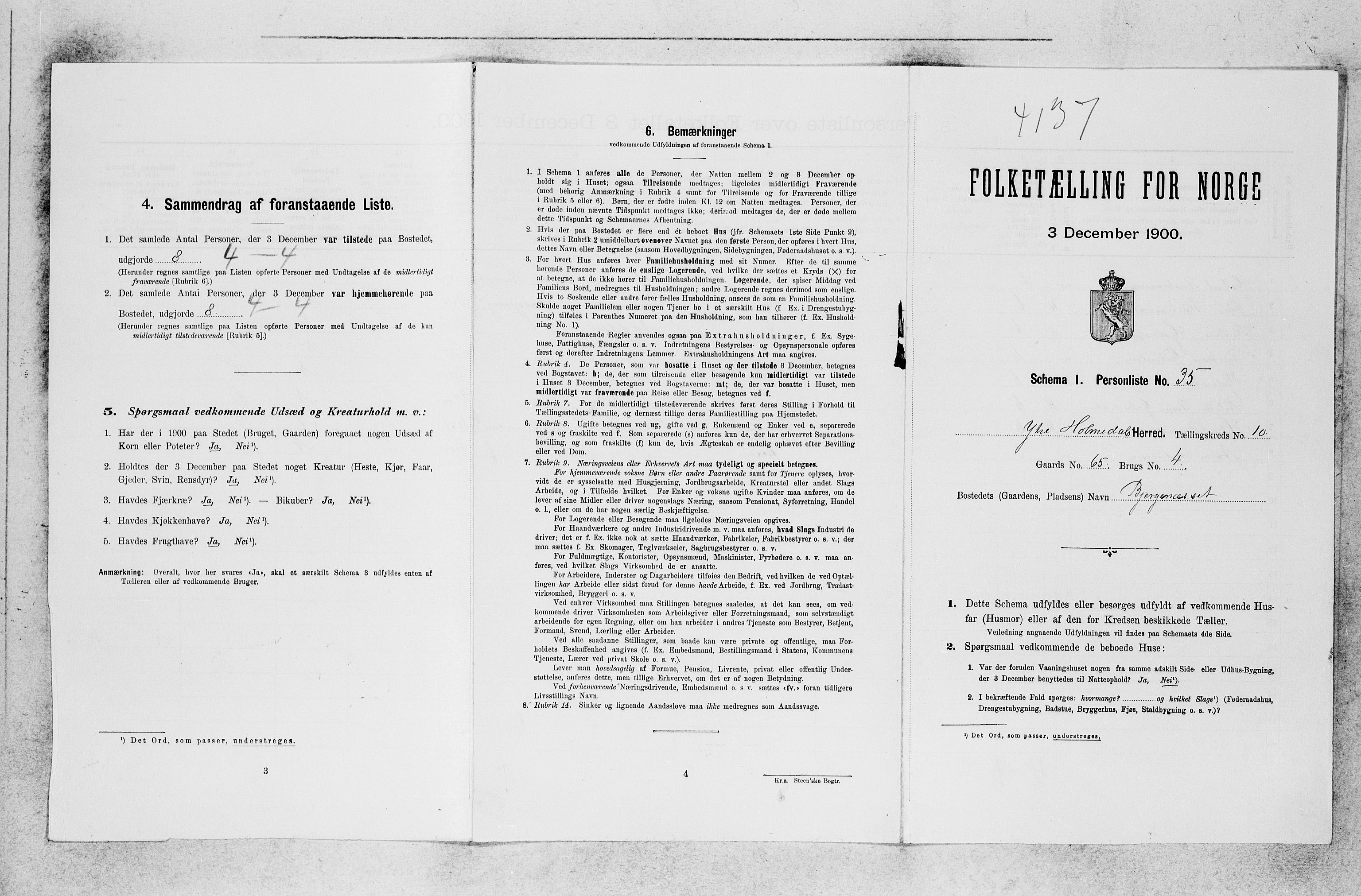 SAB, 1900 census for Ytre Holmedal, 1900, p. 780