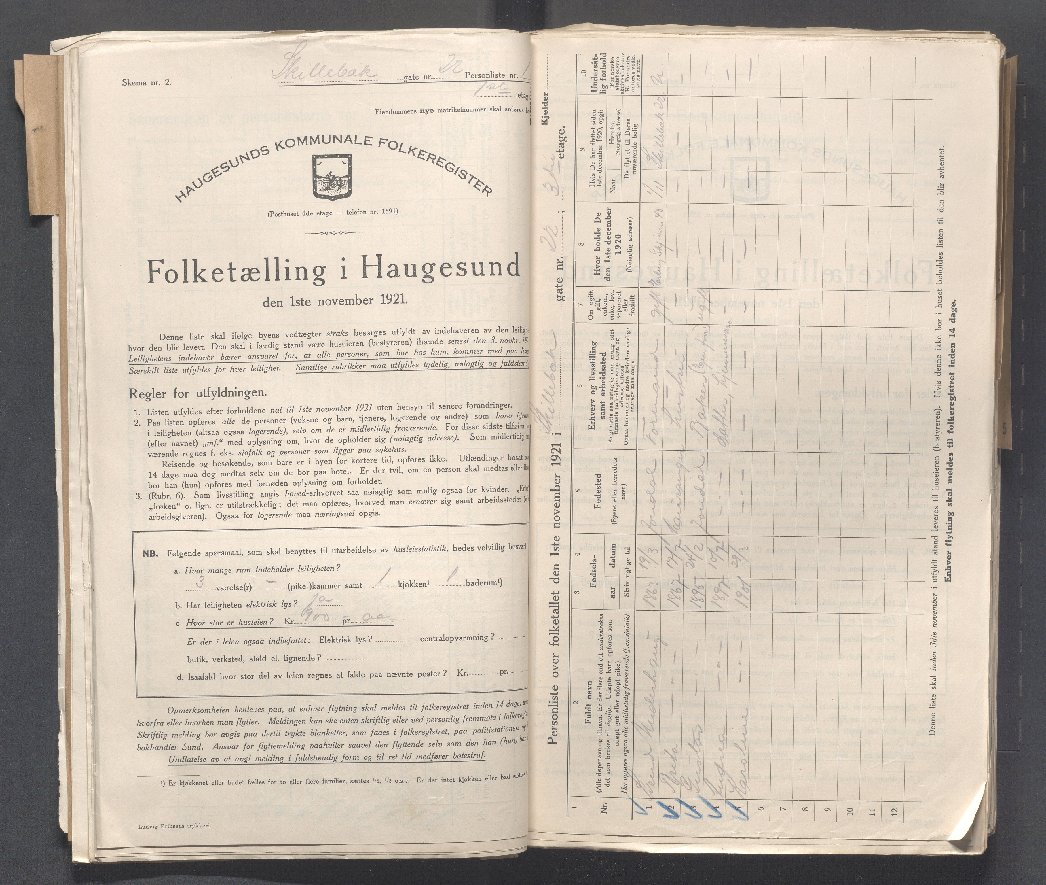 IKAR, Local census 1.11.1921 for Haugesund, 1921, p. 3930