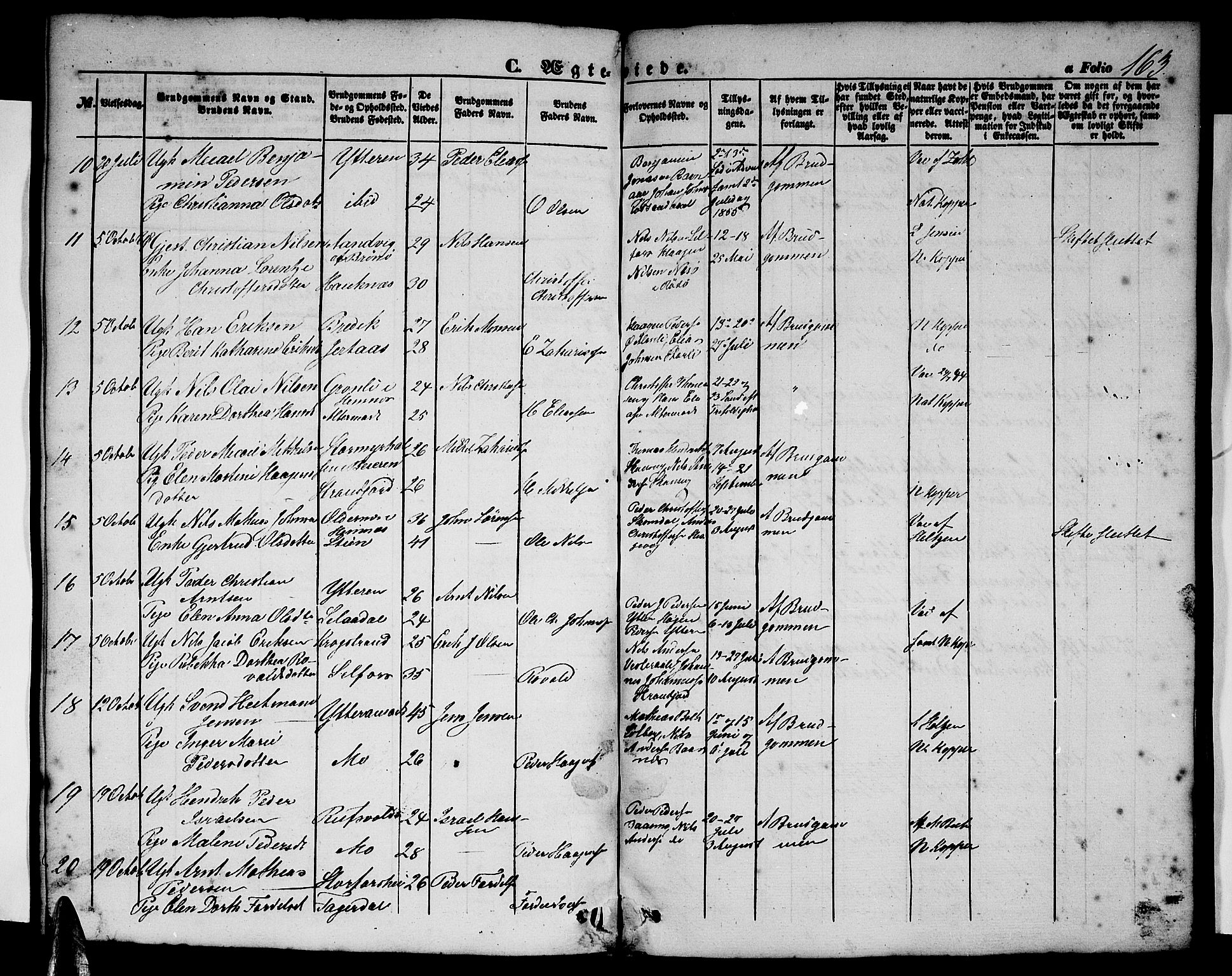 Ministerialprotokoller, klokkerbøker og fødselsregistre - Nordland, SAT/A-1459/827/L0414: Parish register (copy) no. 827C03, 1853-1865, p. 163