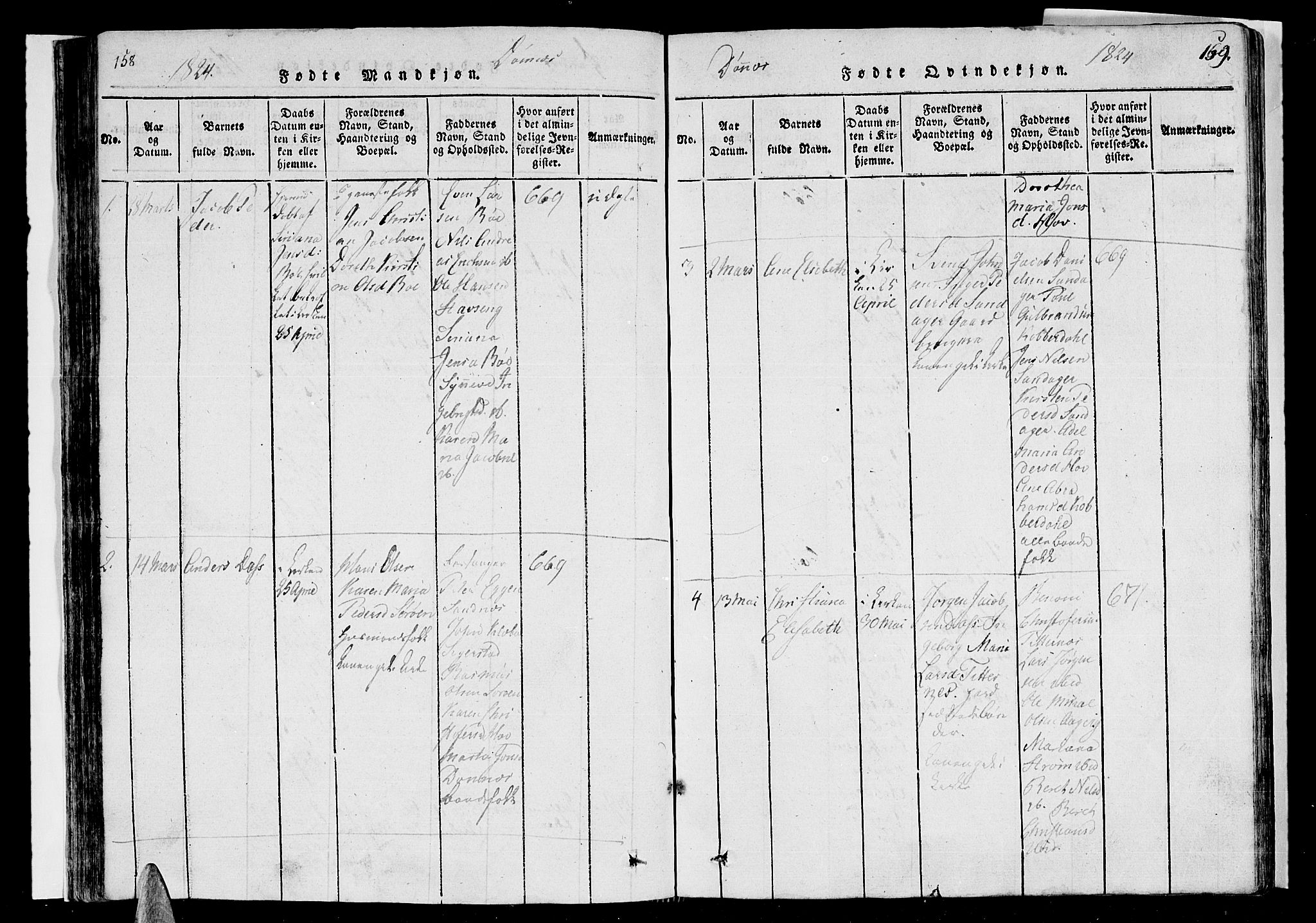 Ministerialprotokoller, klokkerbøker og fødselsregistre - Nordland, AV/SAT-A-1459/838/L0547: Parish register (official) no. 838A05 /2, 1820-1828, p. 158-159