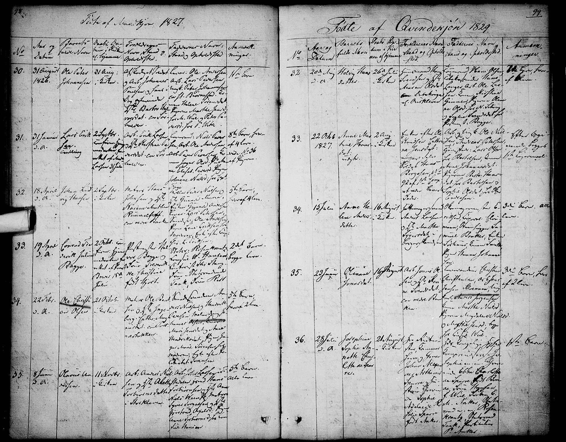 Halden prestekontor Kirkebøker, SAO/A-10909/F/Fa/L0004: Parish register (official) no. I 4, 1823-1834, p. 98-99
