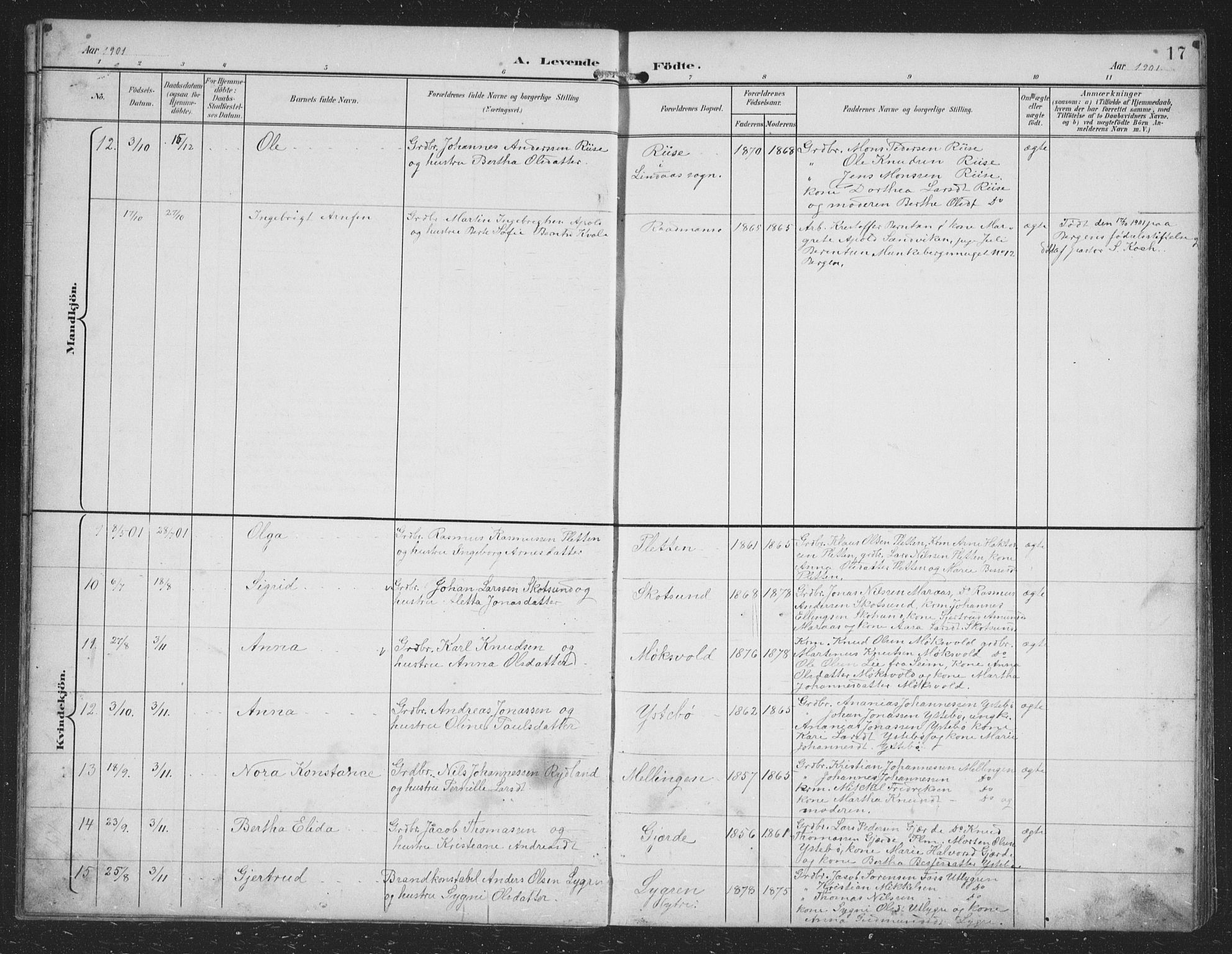 Alversund Sokneprestembete, AV/SAB-A-73901/H/Ha/Hab: Parish register (copy) no. B 4, 1897-1914, p. 17