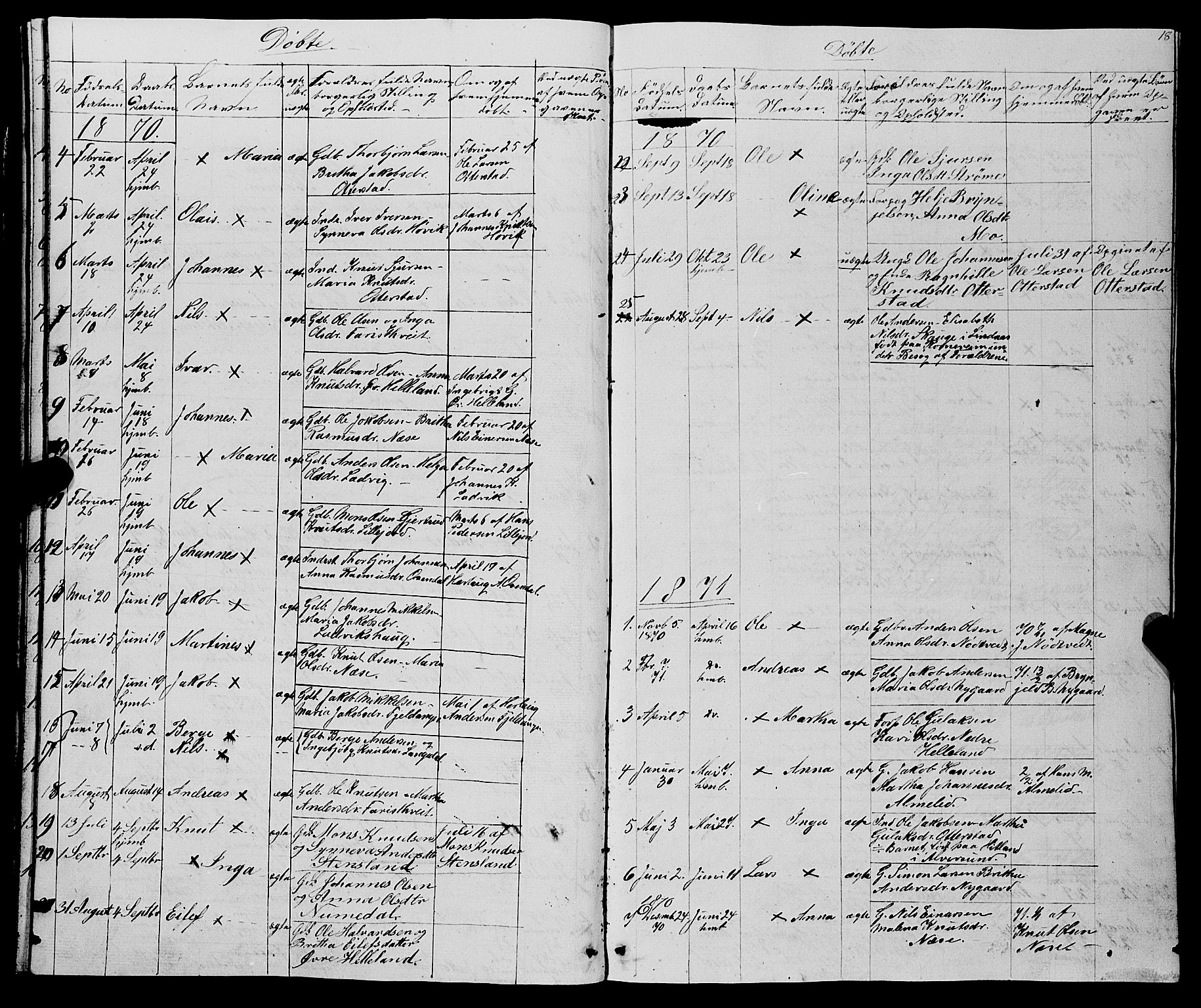 Osterfjorden Soknepresembete, AV/SAB-A-77301: Parish register (copy) no. B 1, 1851-1890, p. 18