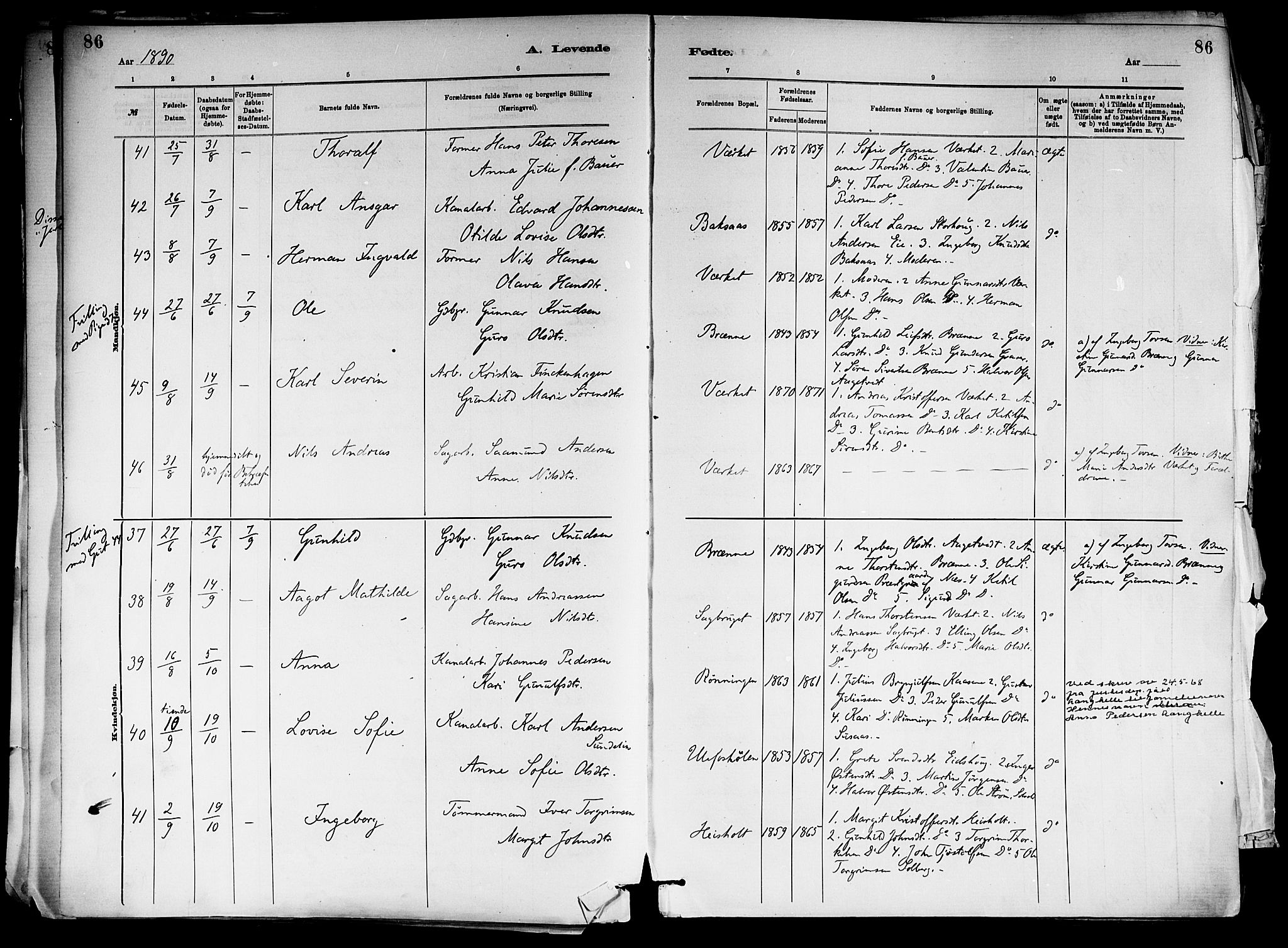 Holla kirkebøker, SAKO/A-272/F/Fa/L0008: Parish register (official) no. 8, 1882-1897, p. 86