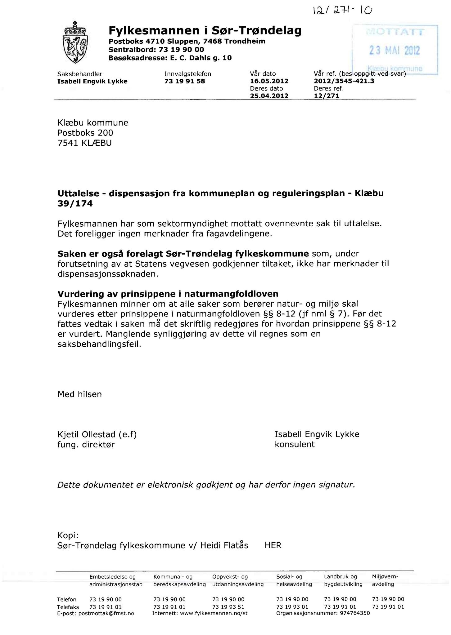 Klæbu Kommune, TRKO/KK/02-FS/L005: Formannsskapet - Møtedokumenter, 2012, p. 1723